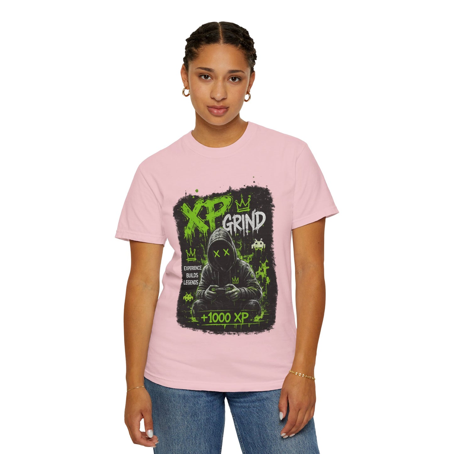 XP Grind Gamer T-Shirt — +1000 XP Hoodie-Style Graphic Tee for Gamers
