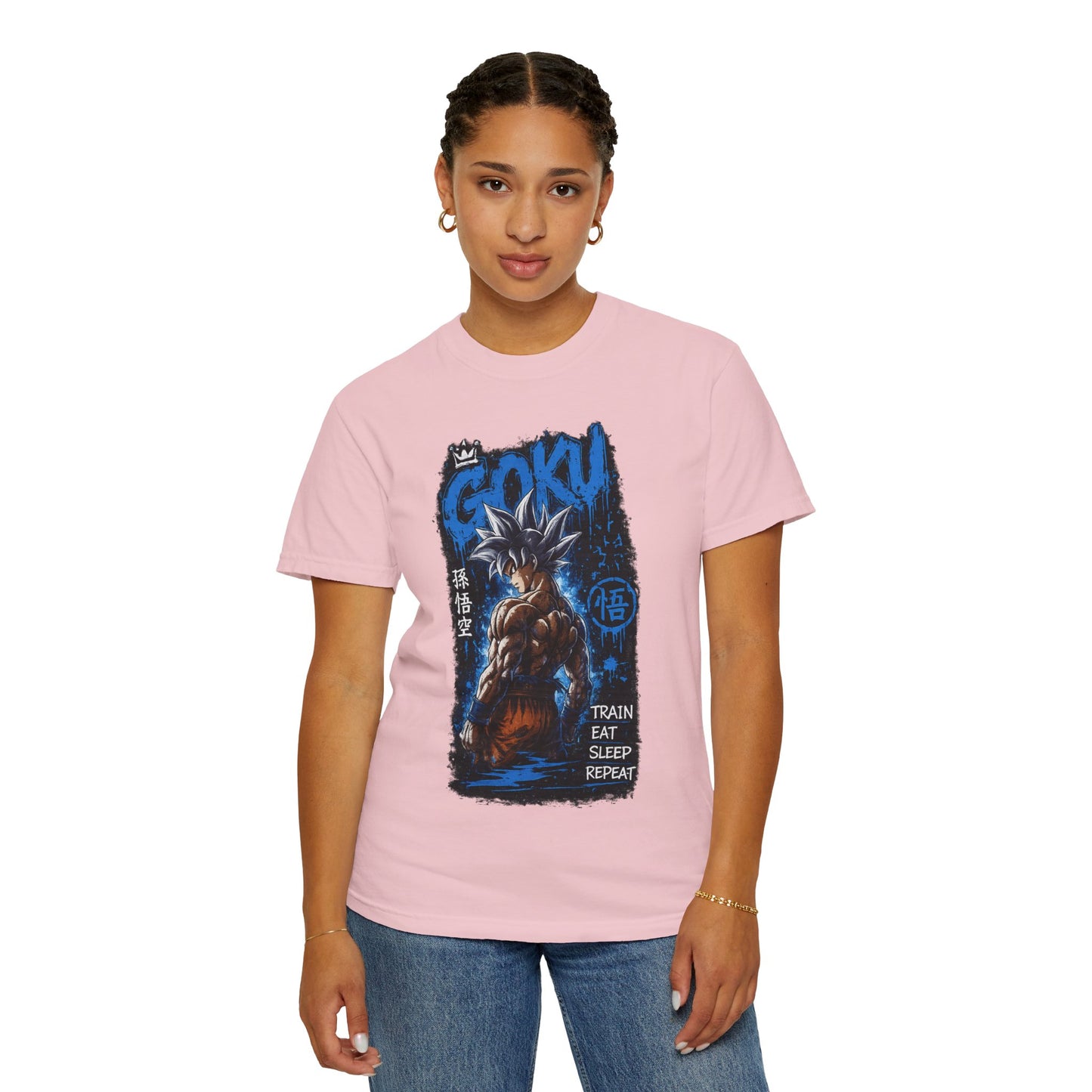 Goku Graphic T-Shirt — "Train Eat Sleep Repeat" Anime Tee