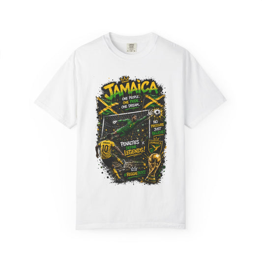 Jamaica Football Soccer Poster T-Shirt | Reggae Pride, Flag Colors