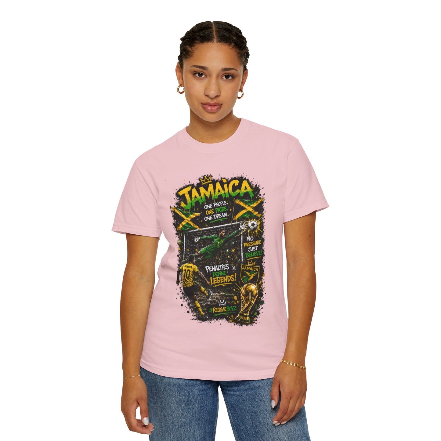 Jamaica Football Soccer Poster T-Shirt | Reggae Pride, Flag Colors
