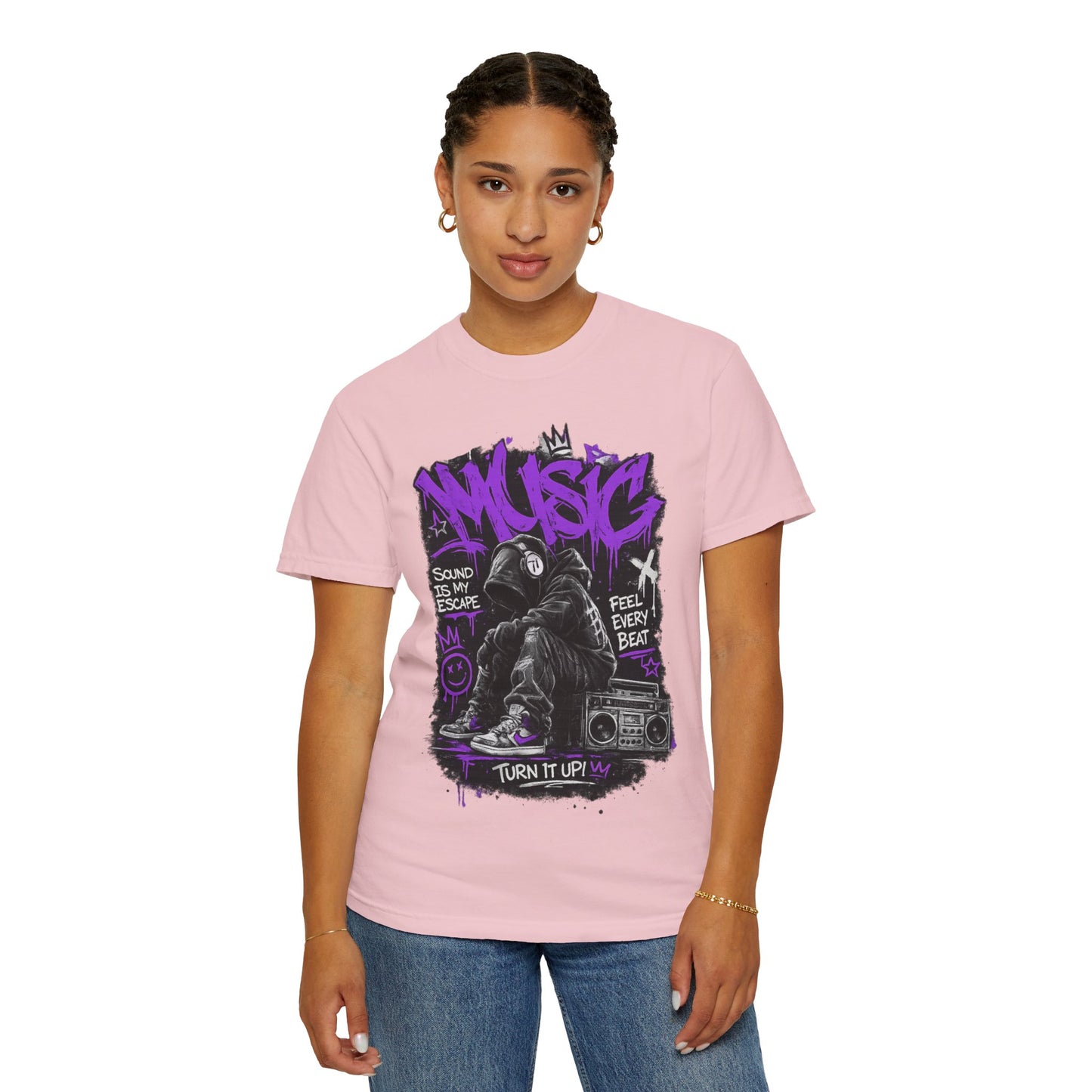 Music Graffiti Streetwear T-Shirt | Hip Hop Boombox Illustration