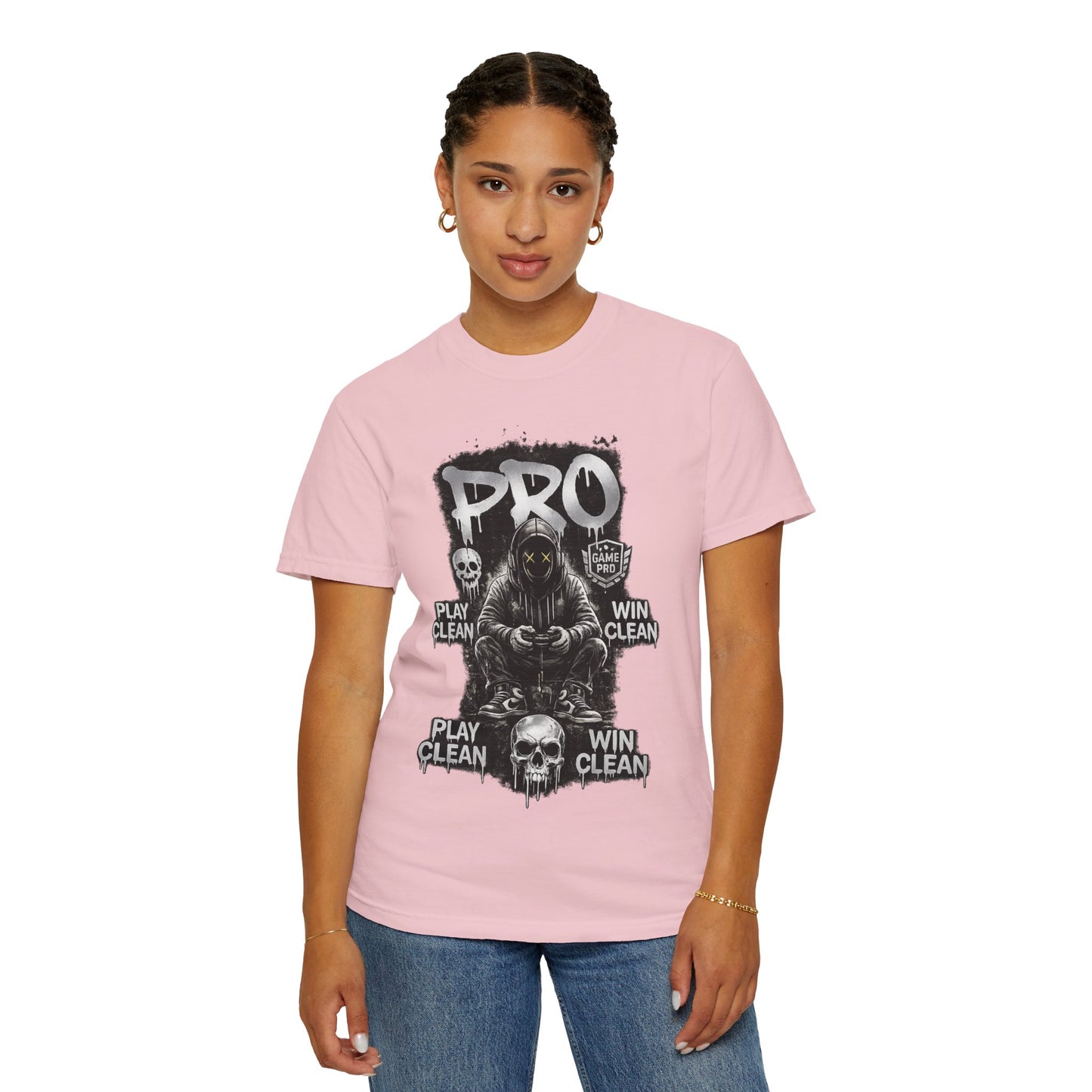 Pro Gamer Grim Reaper T-shirt | Play Clean Win Clean, Skull Controller Design