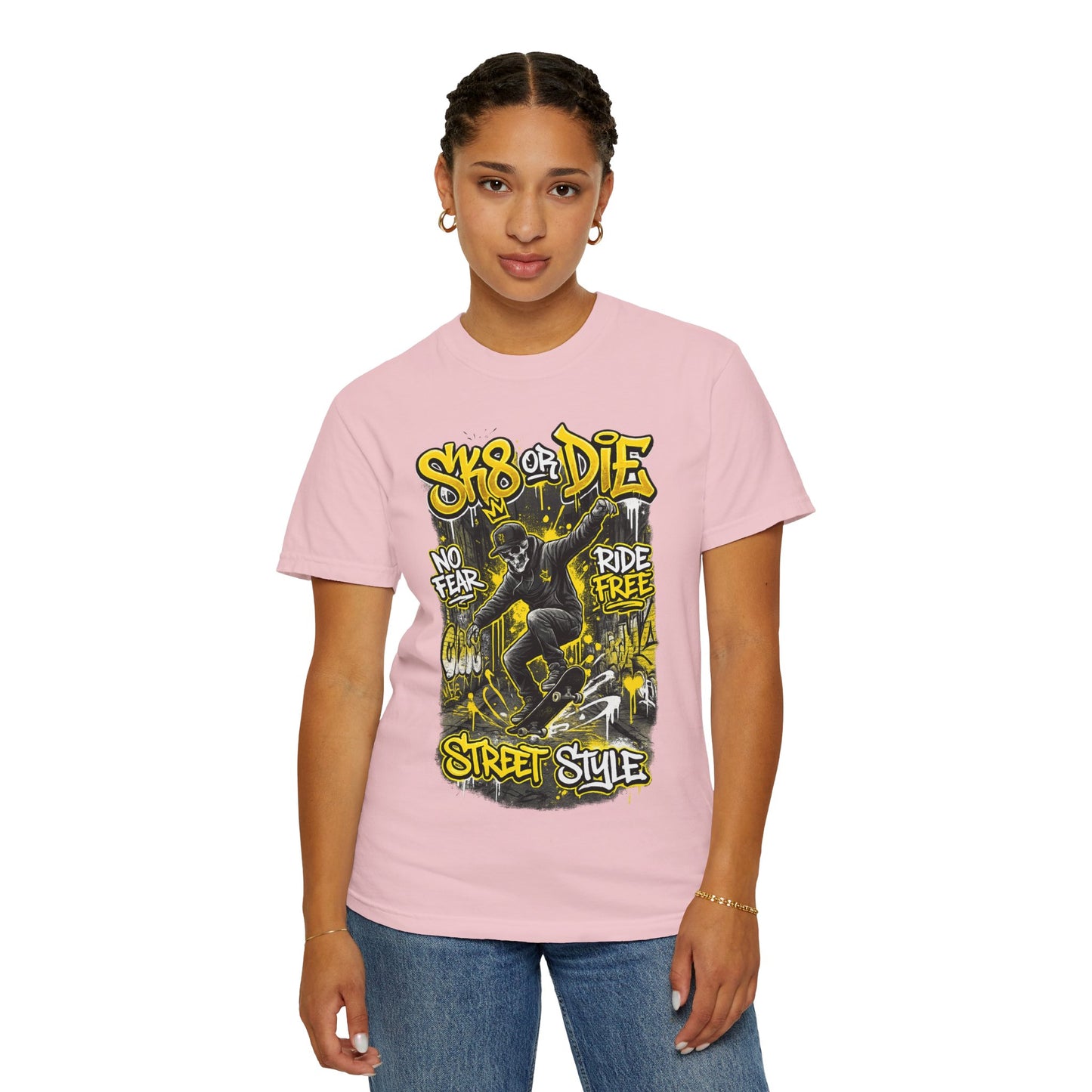 Skate or Die Street Style T-Shirt — Skateboard No Fear, Ride Free Graphic Tee