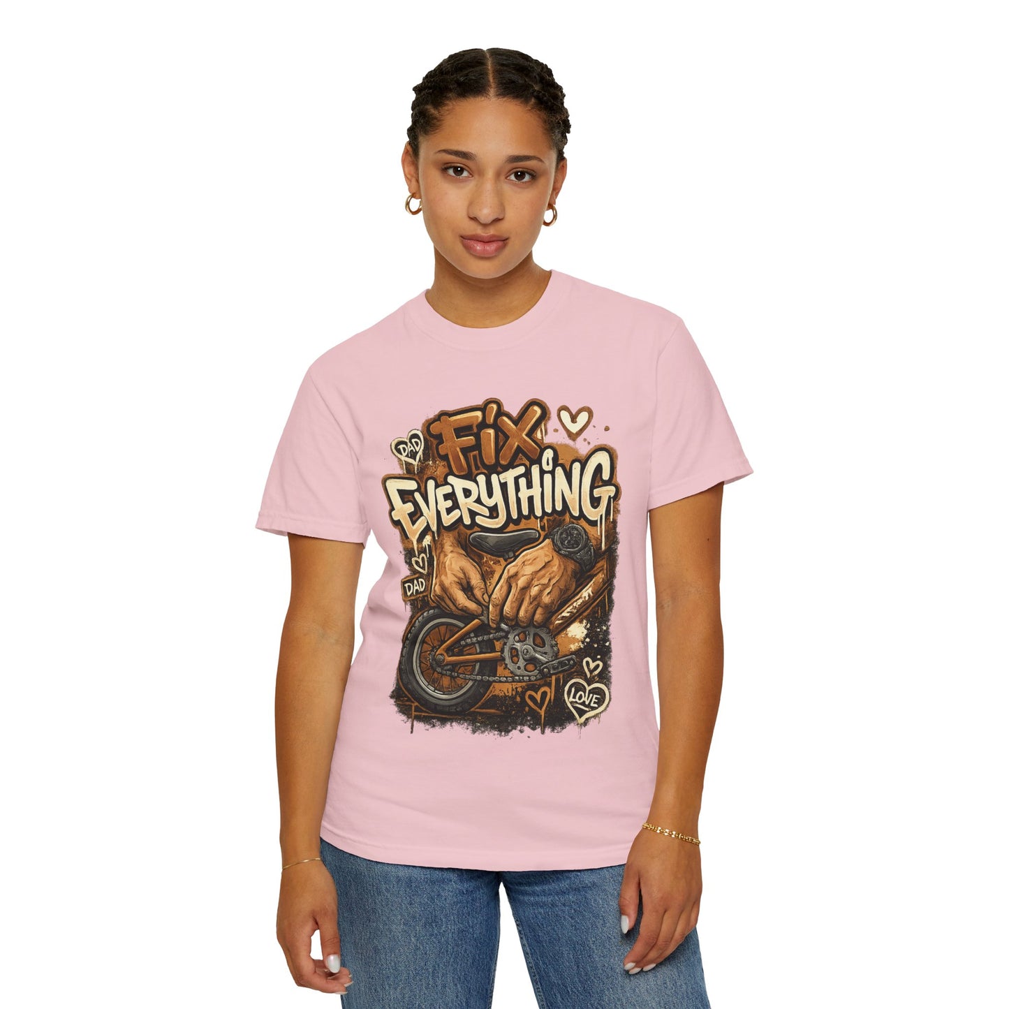 Fix Everything hands repairing bicycle T-Shirt | mechanic repair art