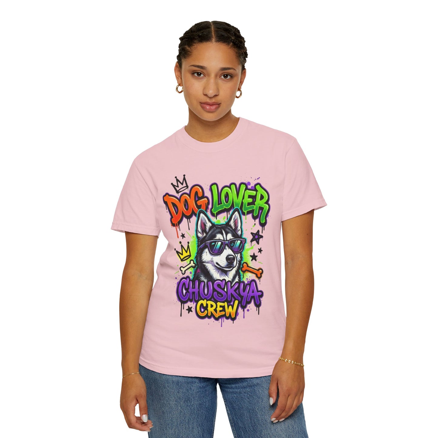 Dog Lover Husky Crew T-Shirt — Graphic Cool Husky Tee for Pet Owners