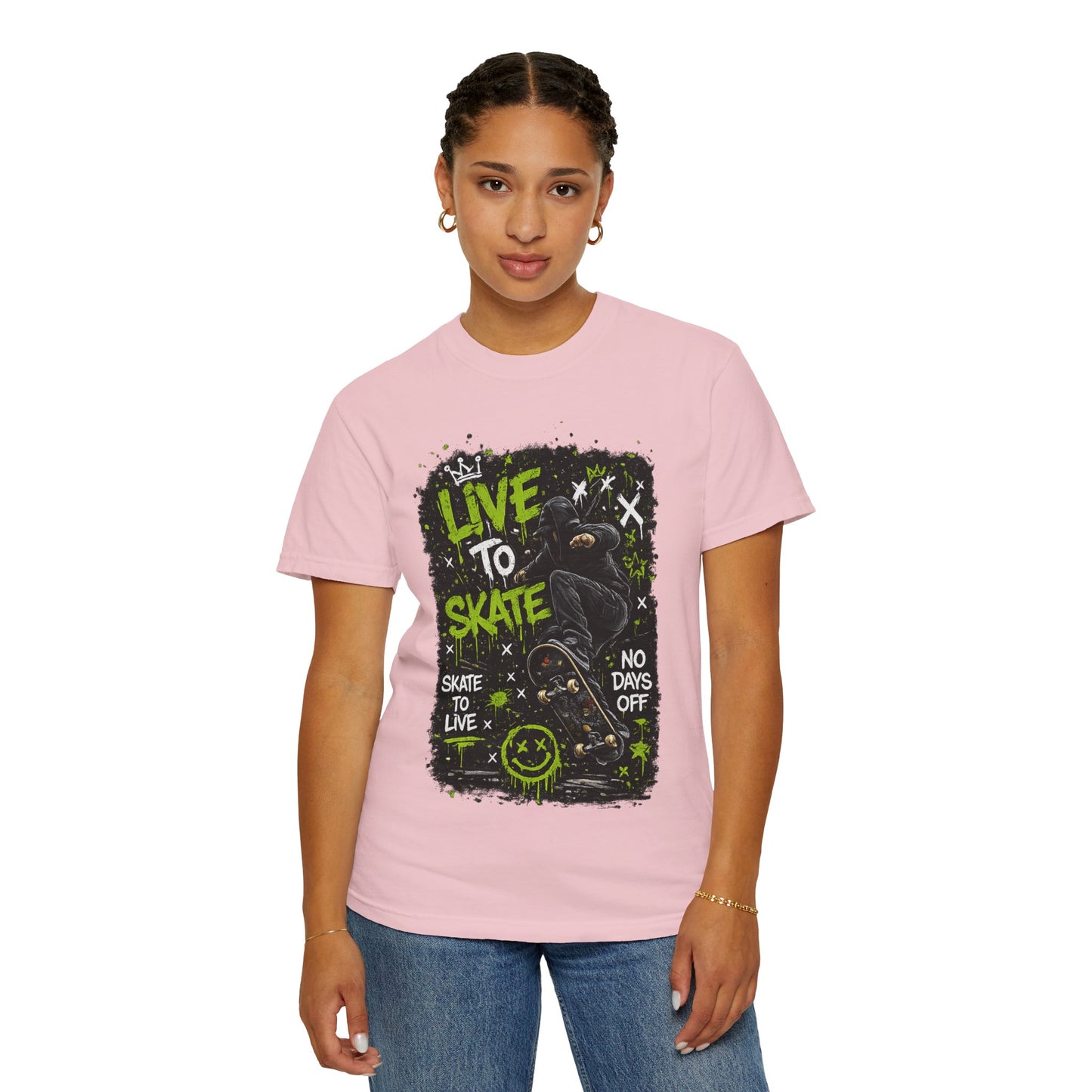 Live to Skate Graphic T-Shirt – Skateboarder Streetwear Tee