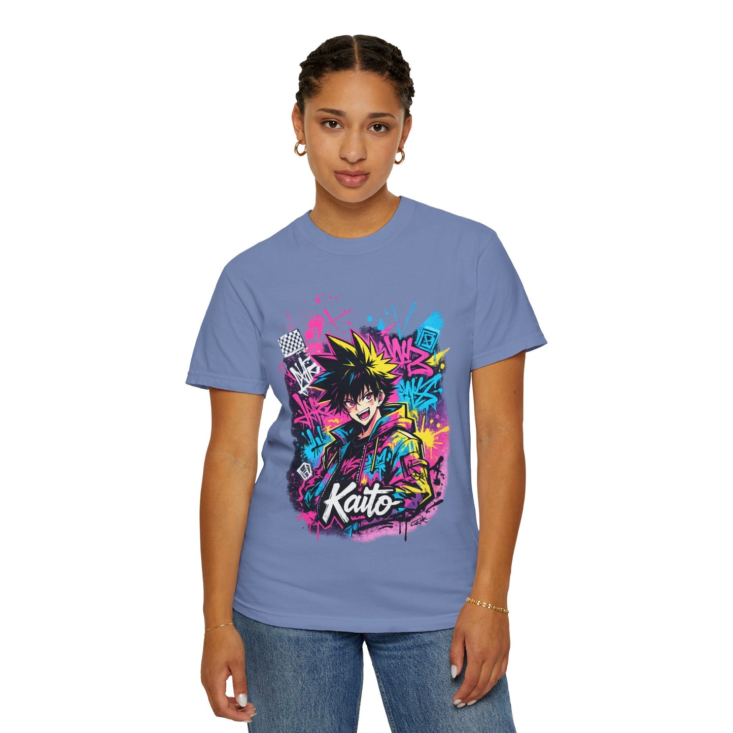 Kaito Anime Streetwear T-Shirt — Neon Graffiti Character Tee