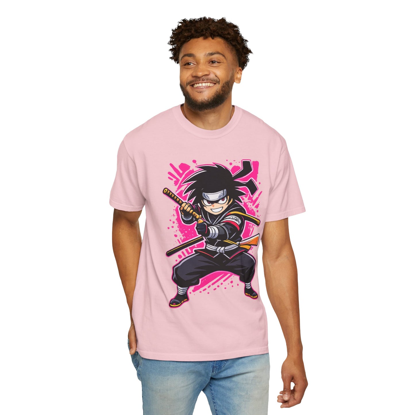 Ninja Warrior Graphic T-Shirt — Fierce Samurai Cartoon Tee for Anime Fans