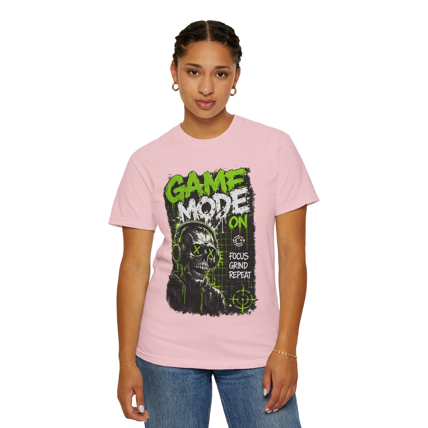 Game Mode On T-Shirt — Gamer Skull Graphic Tee (Focus Grind Repeat)