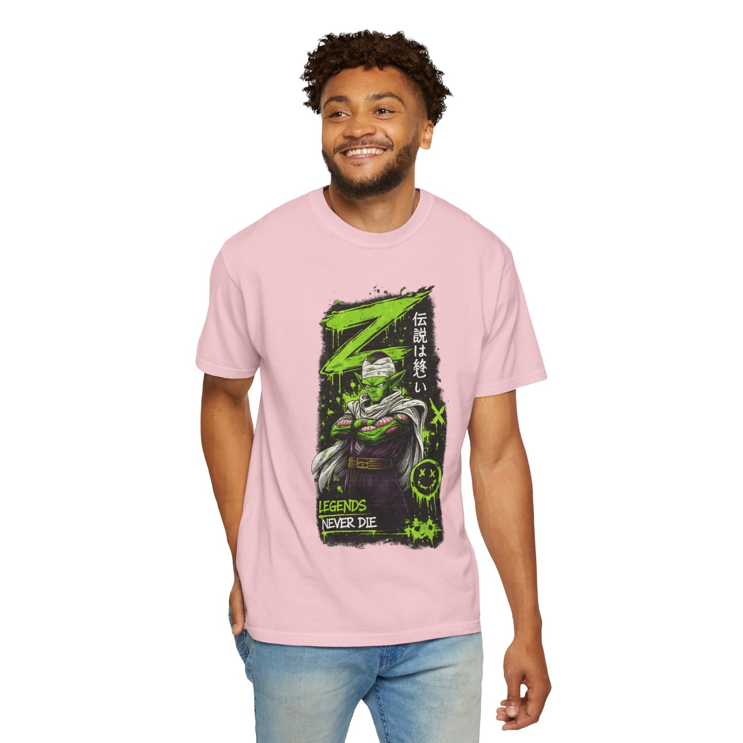 Dragon Warrior Graphic T-Shirt — "Legends Never Die" Neon Green Anime Design