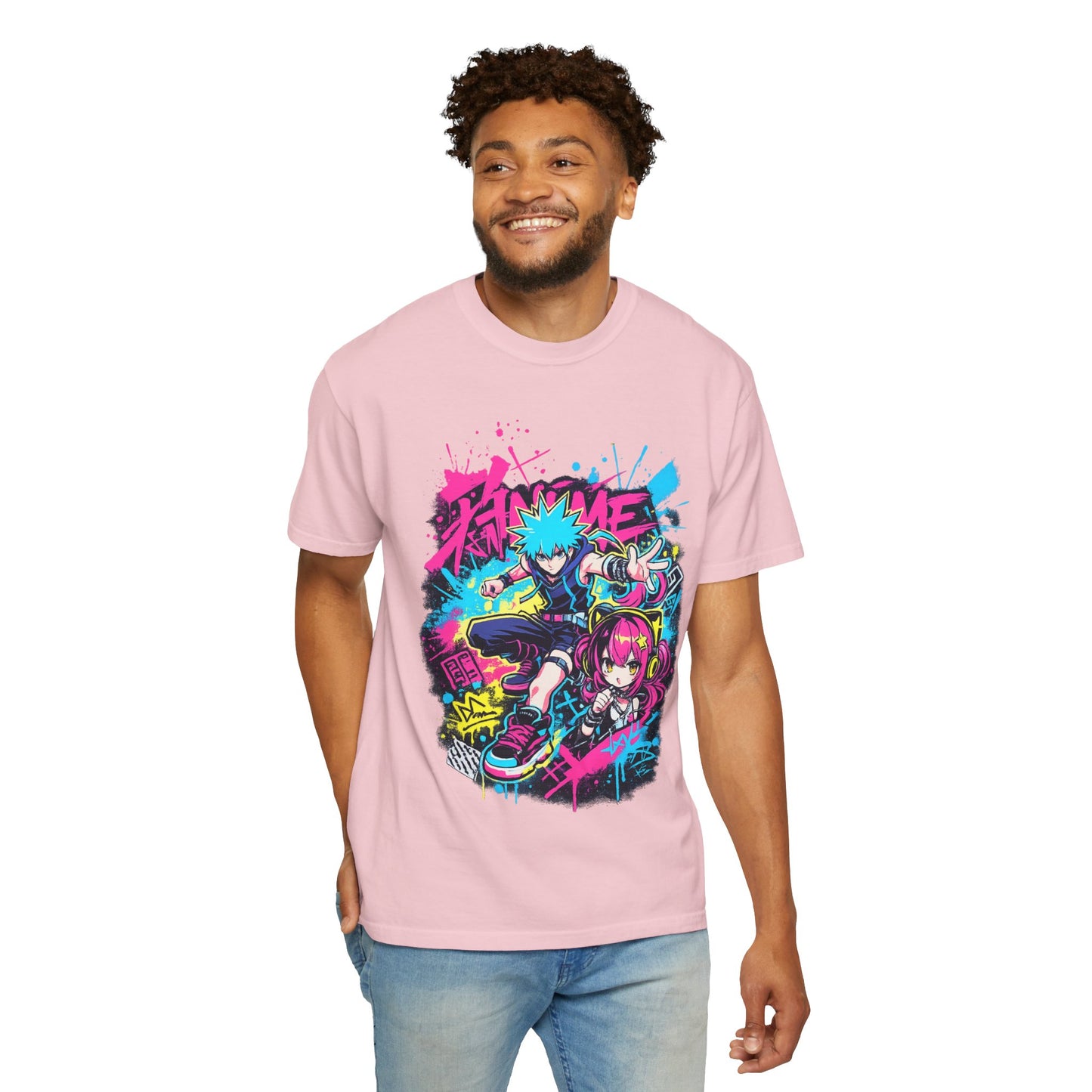 Anime Streetwear T‑Shirt — Neon Punk 'Eat Me' Graphic