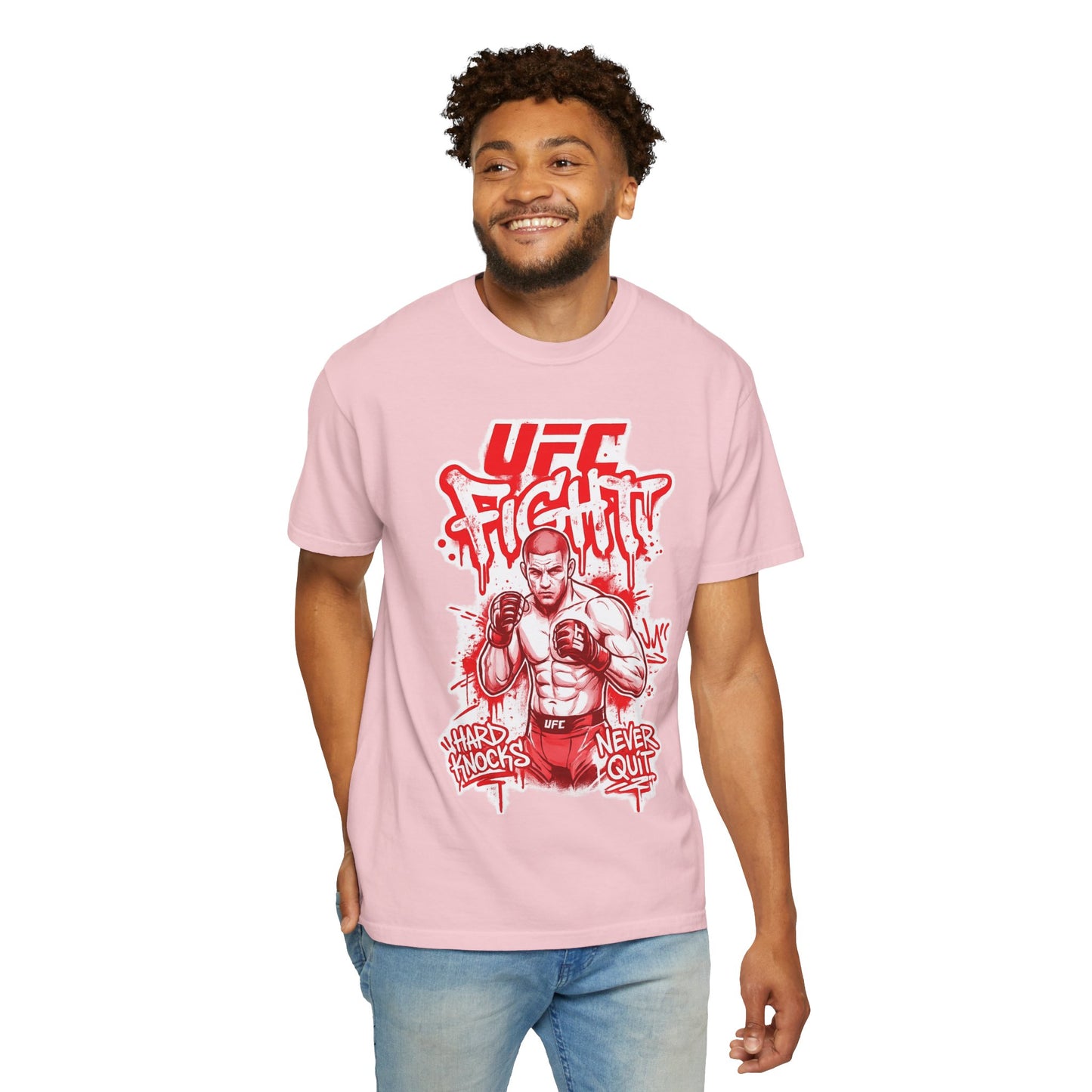 Fight Club MMA T-Shirt — 'UFC Fight' Graphic Tee, 'Hard Knocks Never Quit'