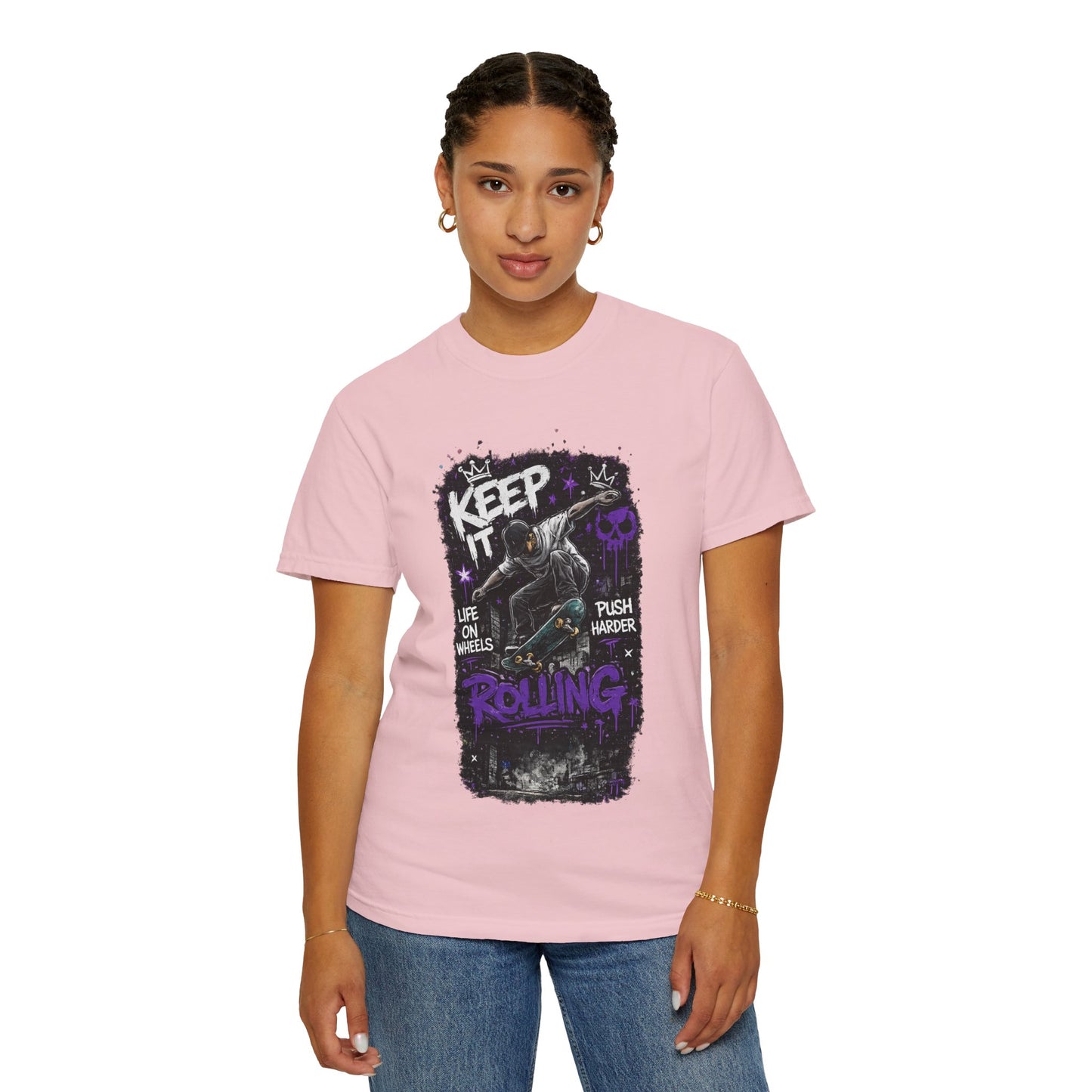 Keep It Rolling Skateboard T-Shirt — "Keep It Rolling" Graphic Tee