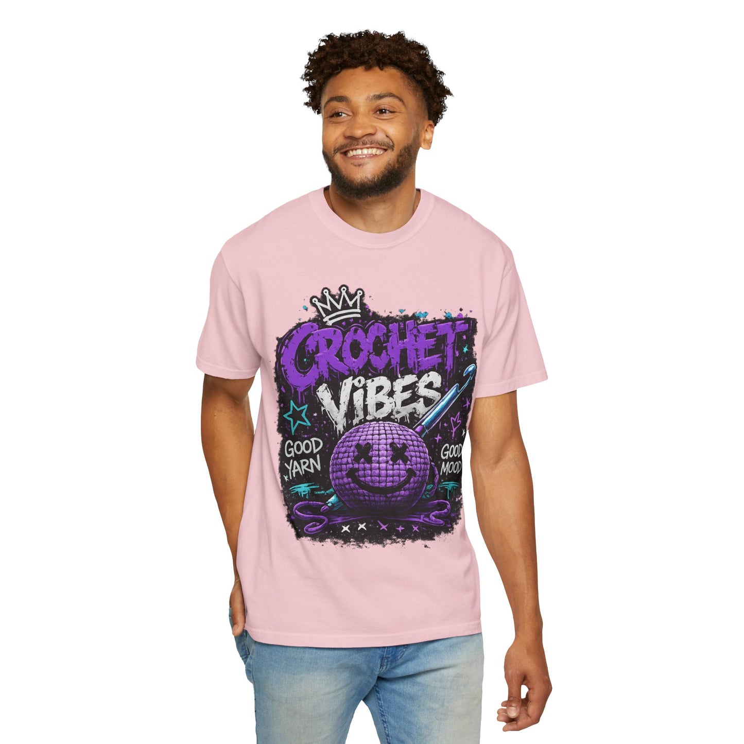 Crochet Vibes T-Shirt — 'Good Yarn, Good Mood' Graphic Tee