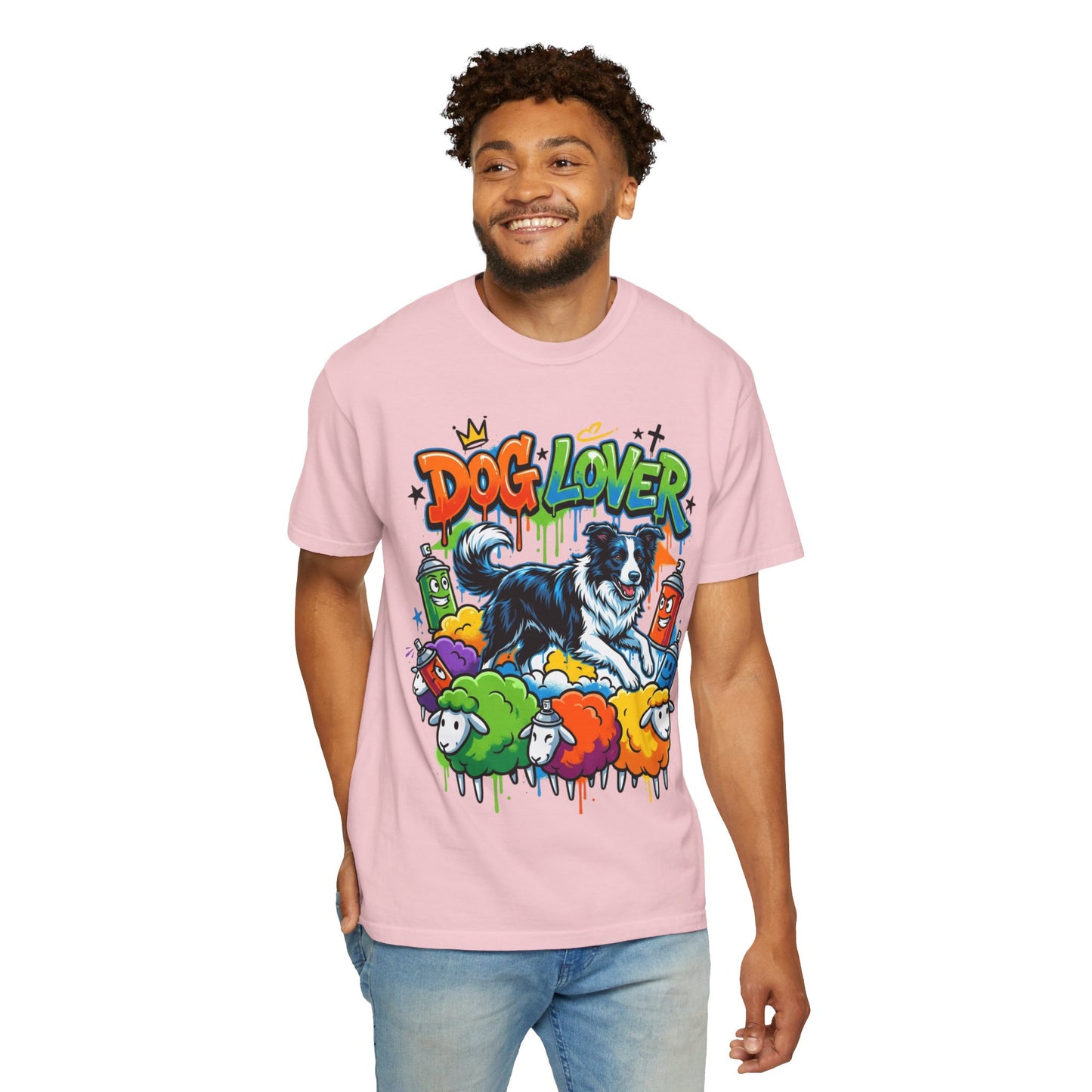 Dog Lover Graffiti T-Shirt — Colorful Border Collie Street Art Tee