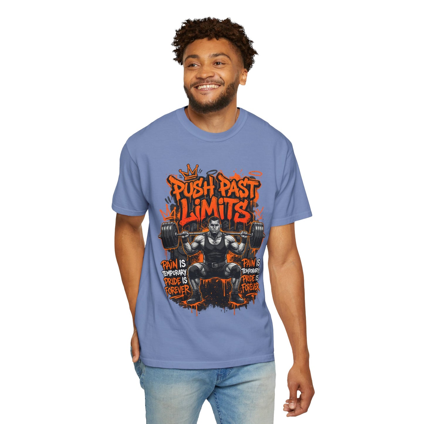 Push Past Limits weightlifting graphic tee | Motivational gym shirt