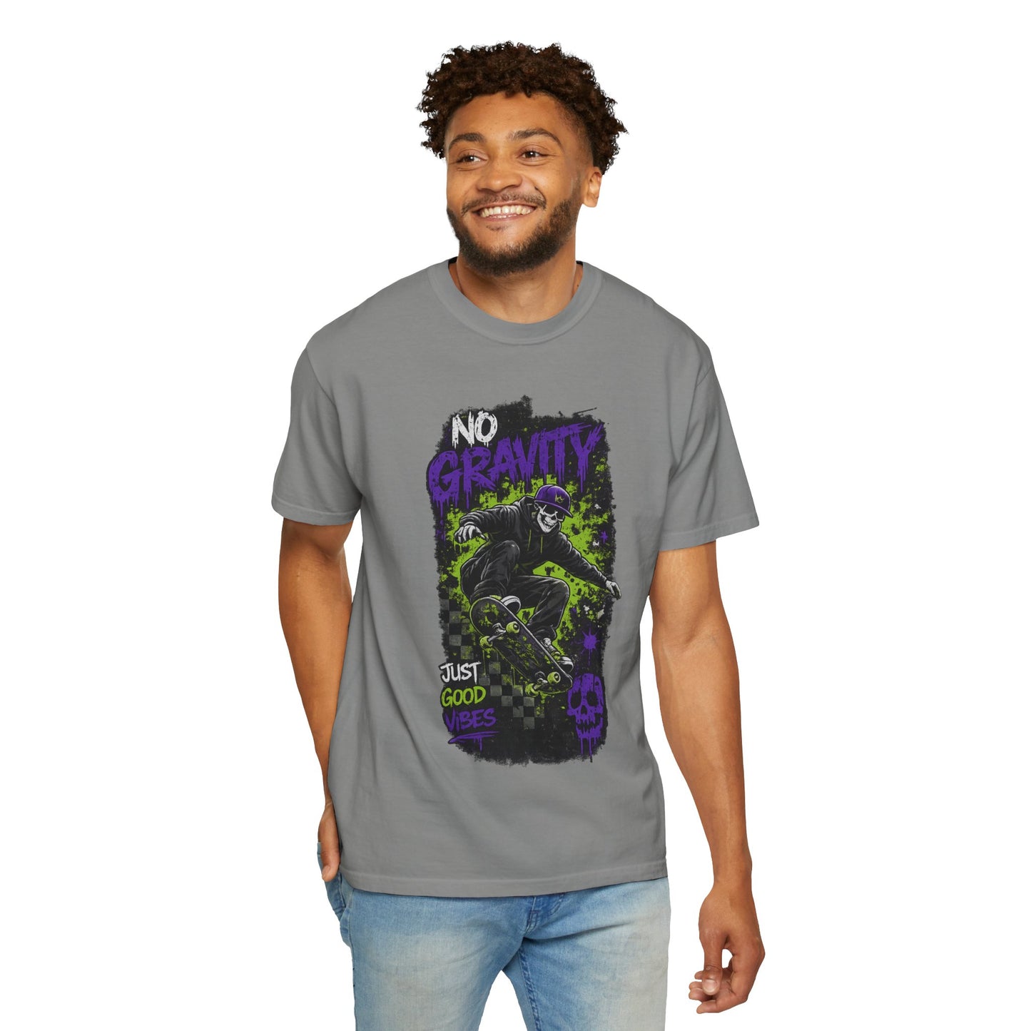 No Gravity Skateboard T-Shirt — Skate Punk Graphic Tee ("Just Good Times")