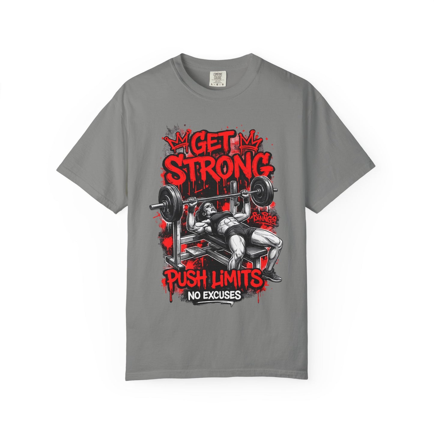 Get Strong Bench Press T-Shirt — Push Limits, No Excuses Gym Tee