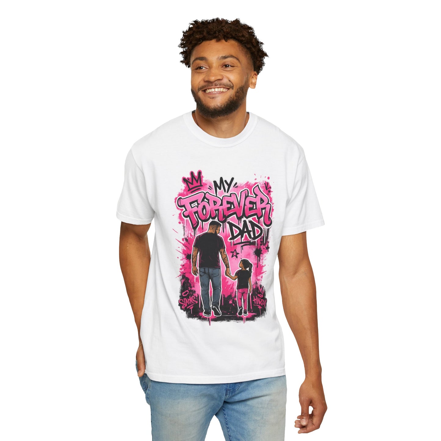 My Forever Dad graffiti father daughter T-Shirt | silhouette, pink spraypaint
