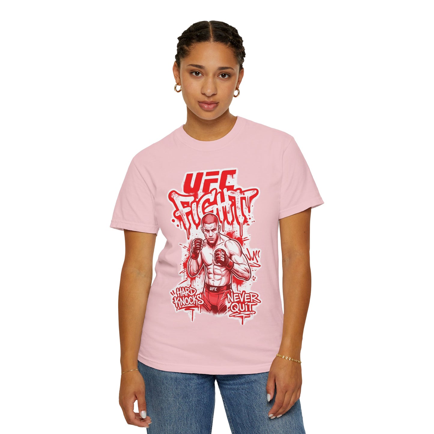 Fight Club MMA T-Shirt — 'UFC Fight' Graphic Tee, 'Hard Knocks Never Quit'