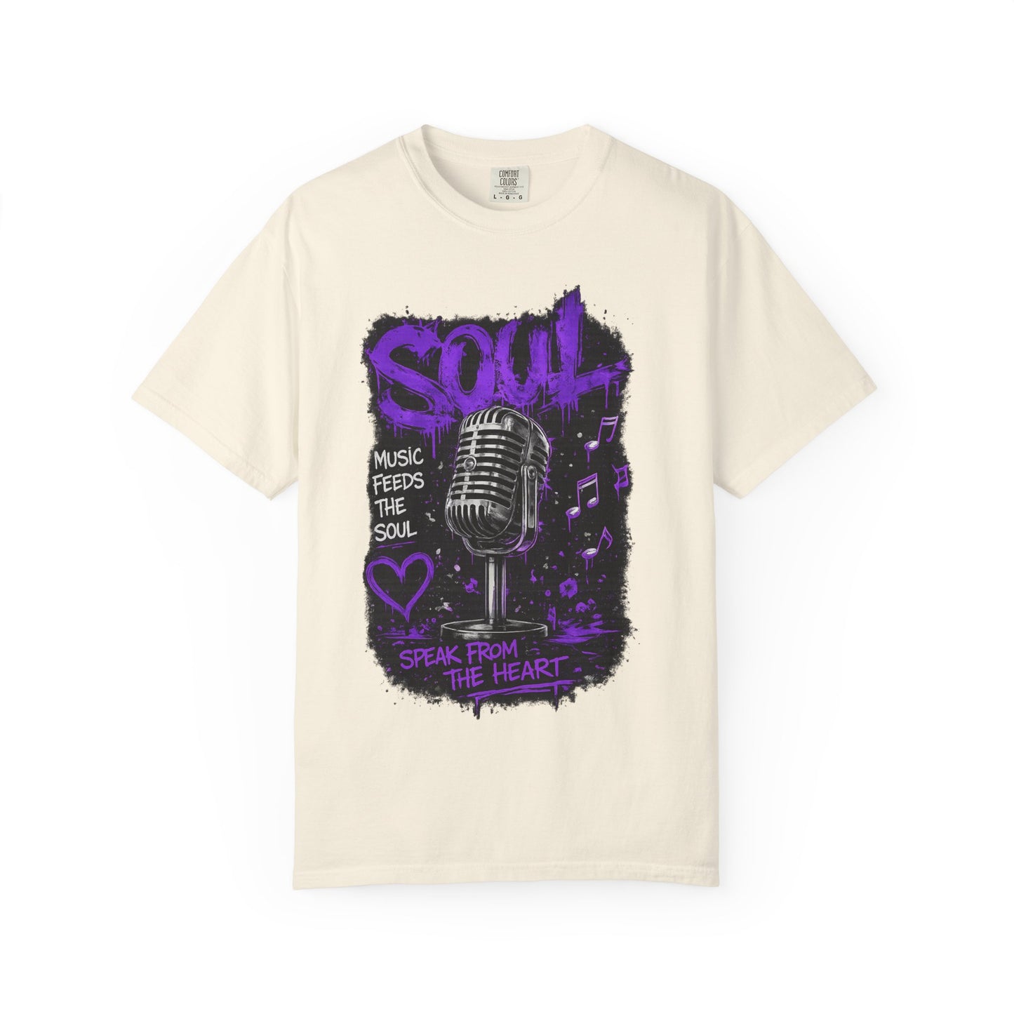 Soul Microphone T-Shirt — "Music Feeds the Soul" Vintage Mic Tee