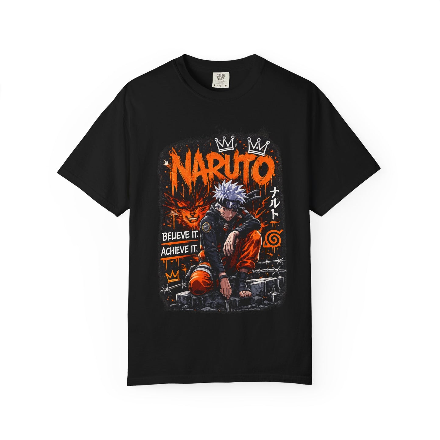 Anime Graphic T-Shirt - "Believe It, Achieve It" Naruto Streetwear Tee