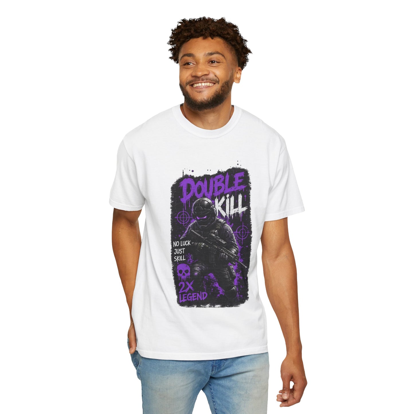 Double Kill Gamer T-Shirt — Retro Neon FPS Graphic Tee
