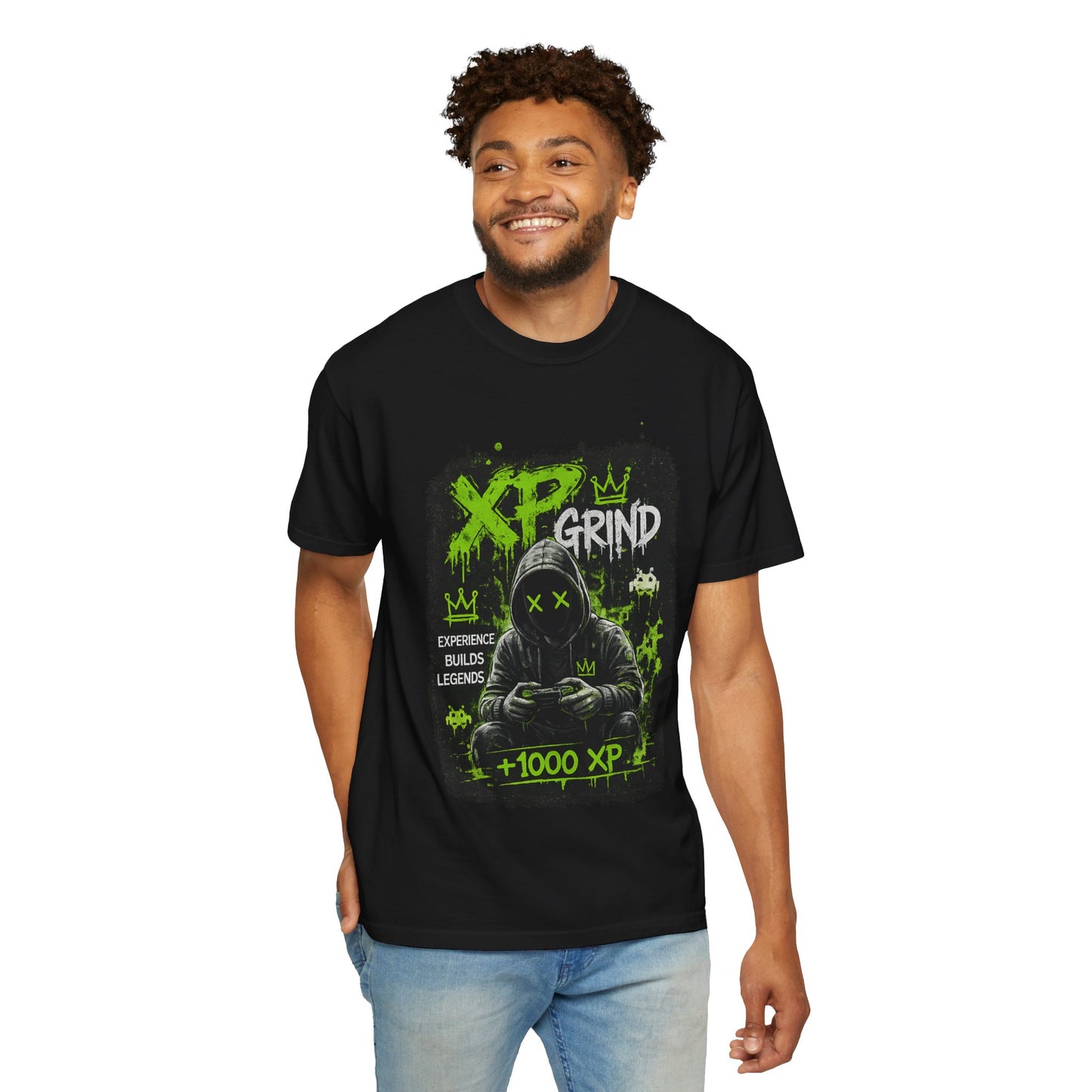 XP Grind Gamer T-Shirt — +1000 XP Hoodie-Style Graphic Tee for Gamers
