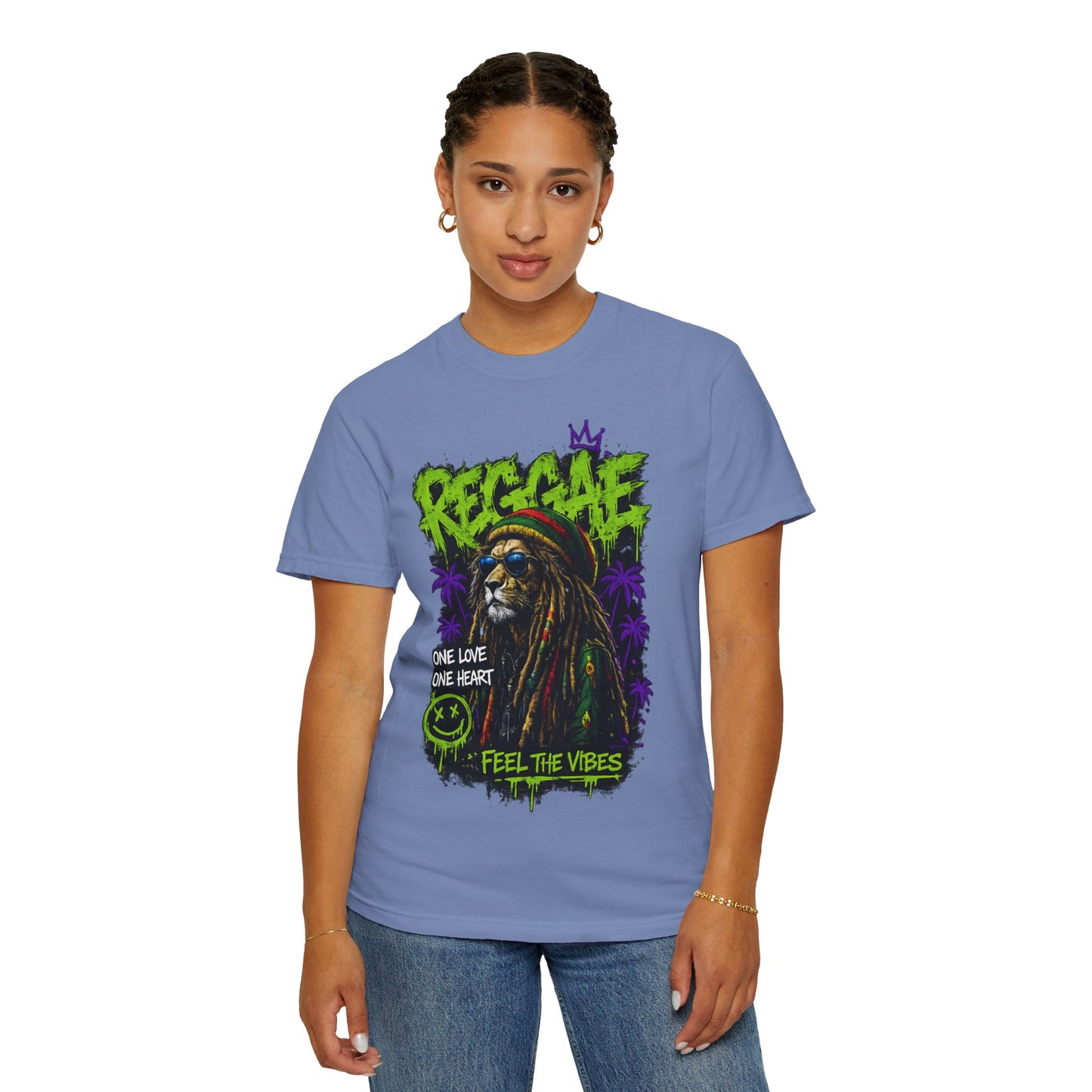 Reggae Lion T-Shirt — "One Love One Heart" Feel the Vibes Graphic Tee