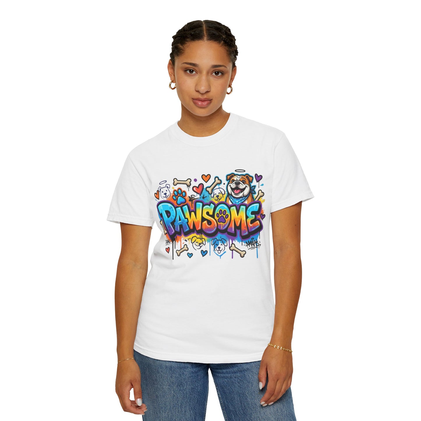Pawsome Graffiti Dog T-Shirt — Colorful Pet Lover Tee