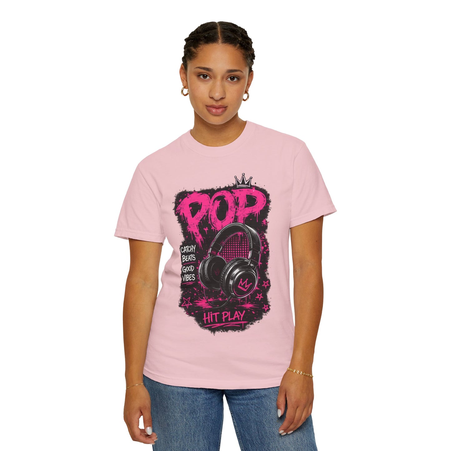 Pop Beats T-Shirt — 'POP' Headphones Graphic, Catchy Beats Good Vibes
