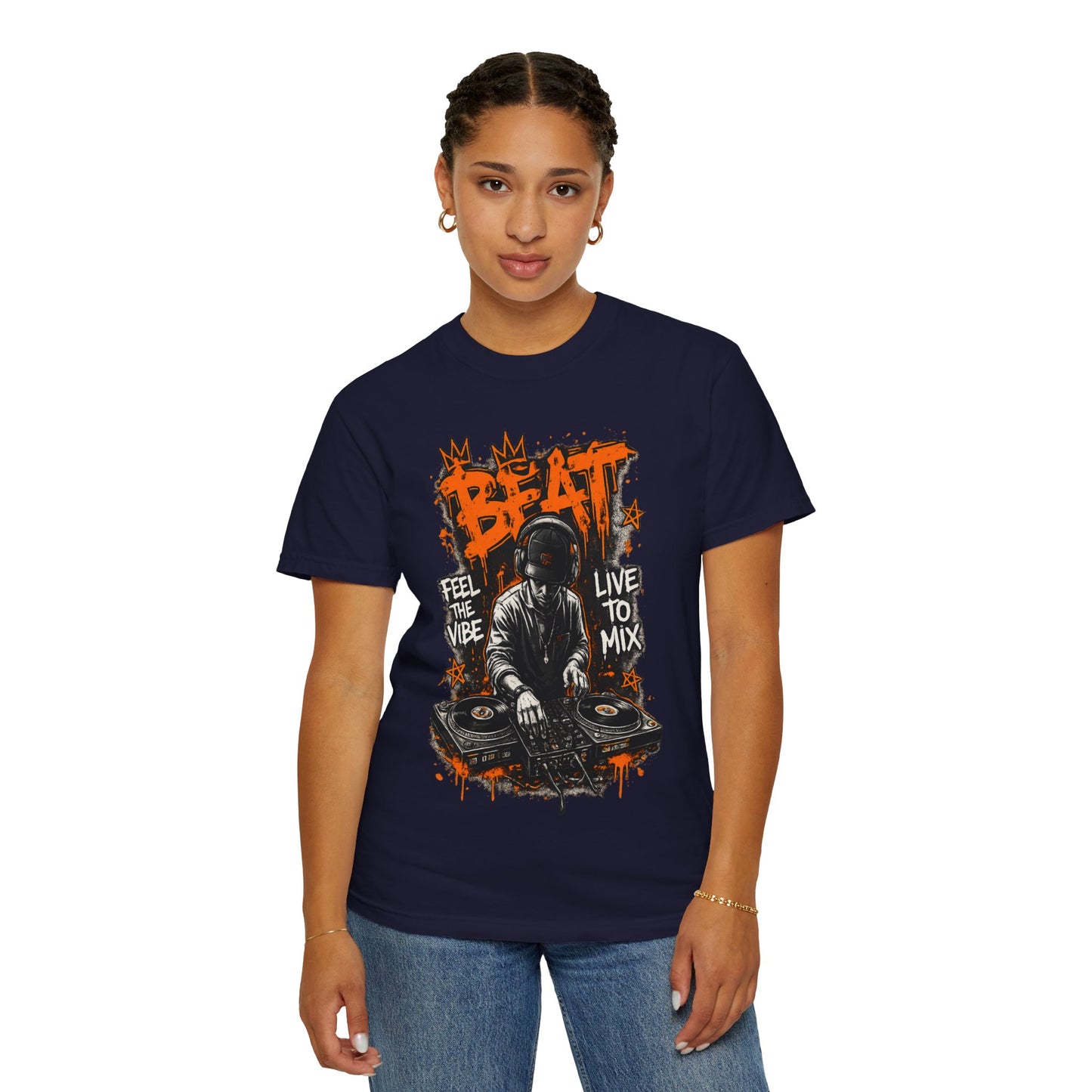 DJ Graffiti Tee – "Beat: Feel the Vibe, Live to Mix" Music Producer T-Shirt