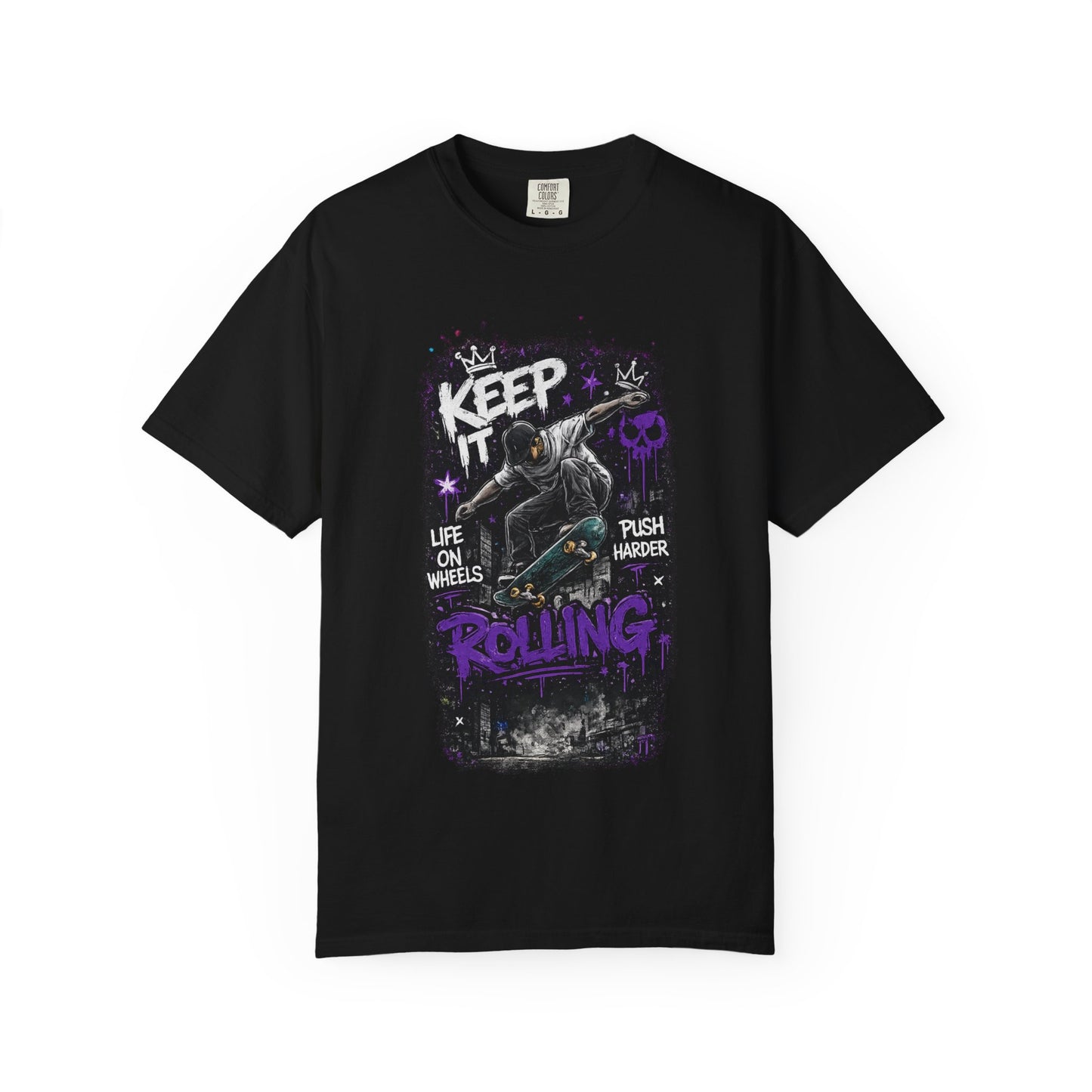 Keep It Rolling Skateboard T-Shirt — "Keep It Rolling" Graphic Tee