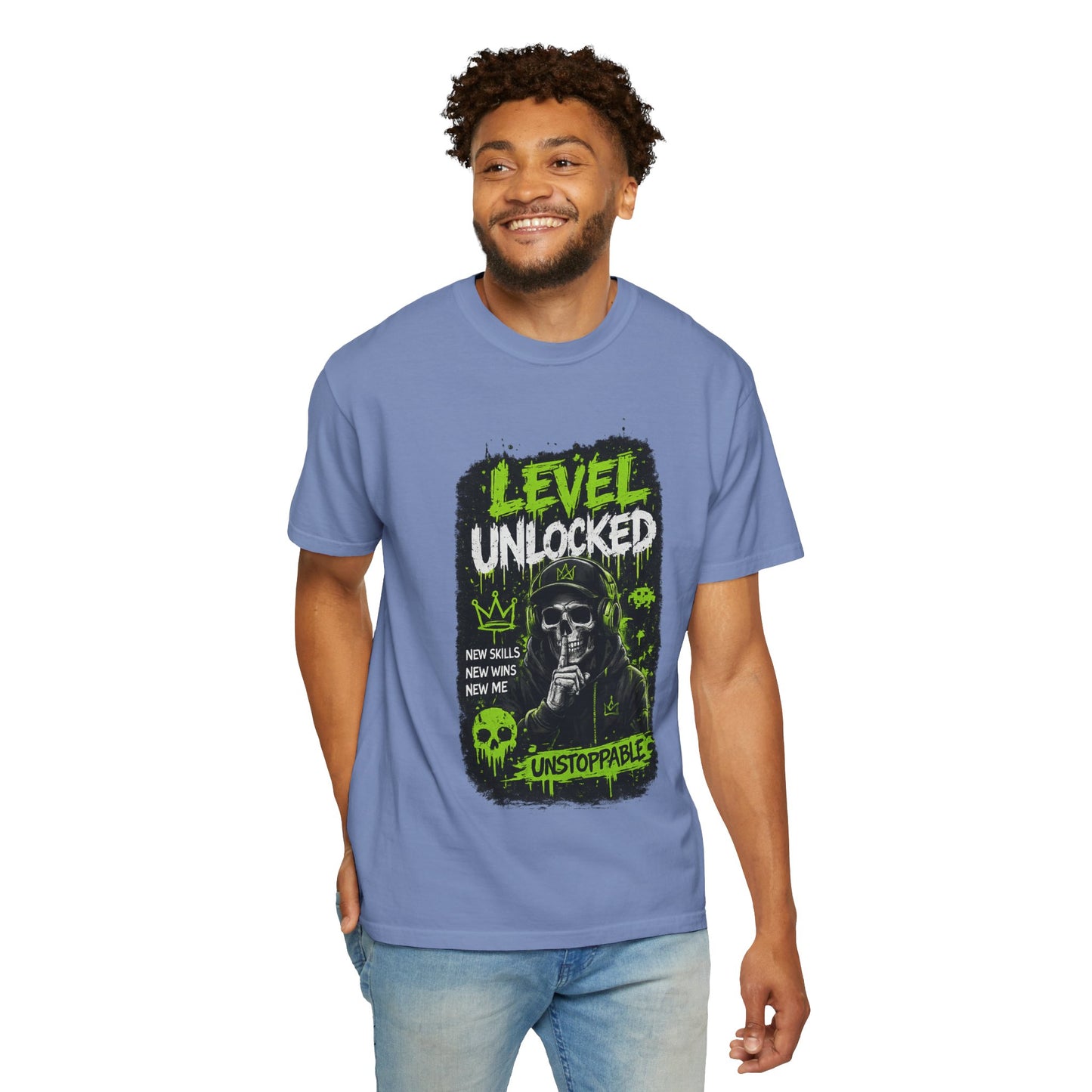 Level Unlocked Skull T-Shirt — Unstoppable Gamer Graphic Tee