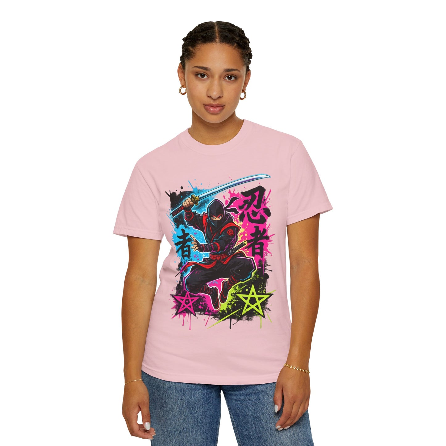 Neon Ninja Graphic T-Shirt — Vibrant Samurai Skate Style
