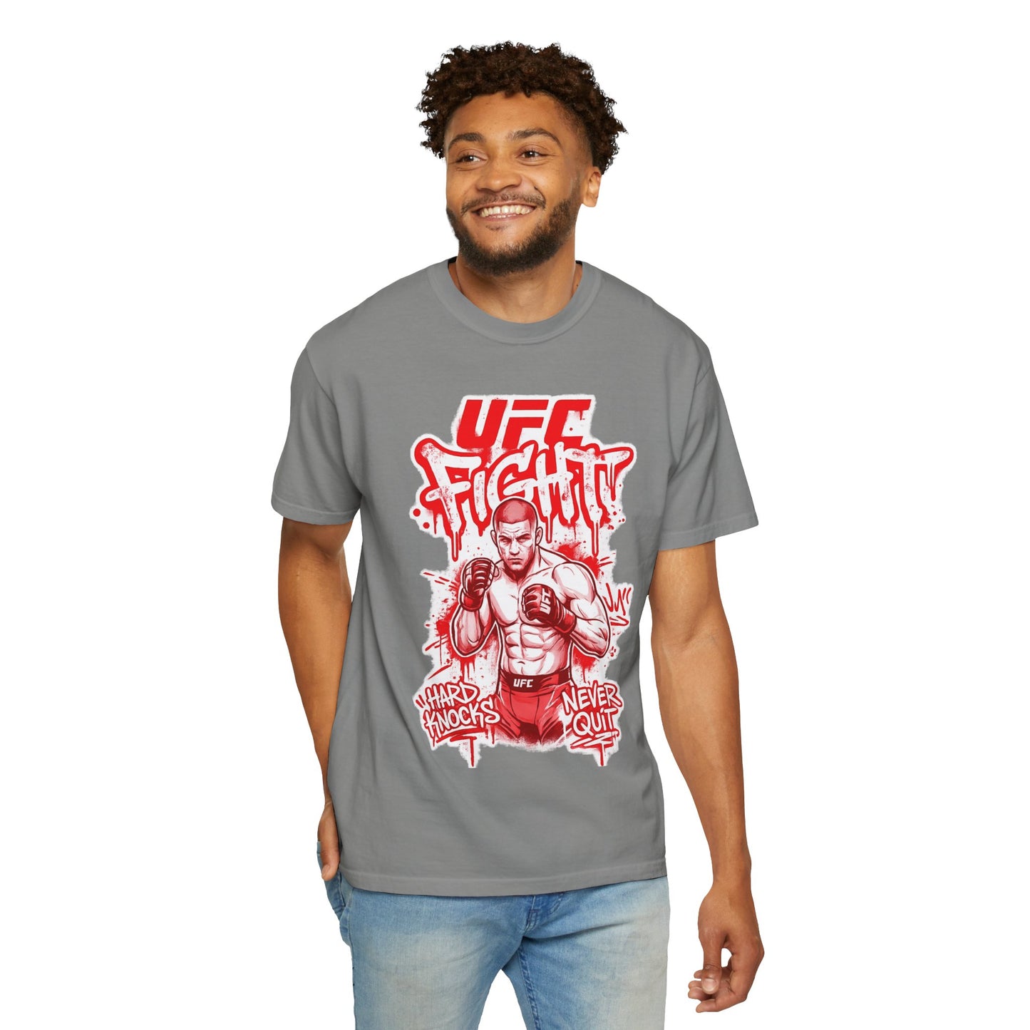 Fight Club MMA T-Shirt — 'UFC Fight' Graphic Tee, 'Hard Knocks Never Quit'