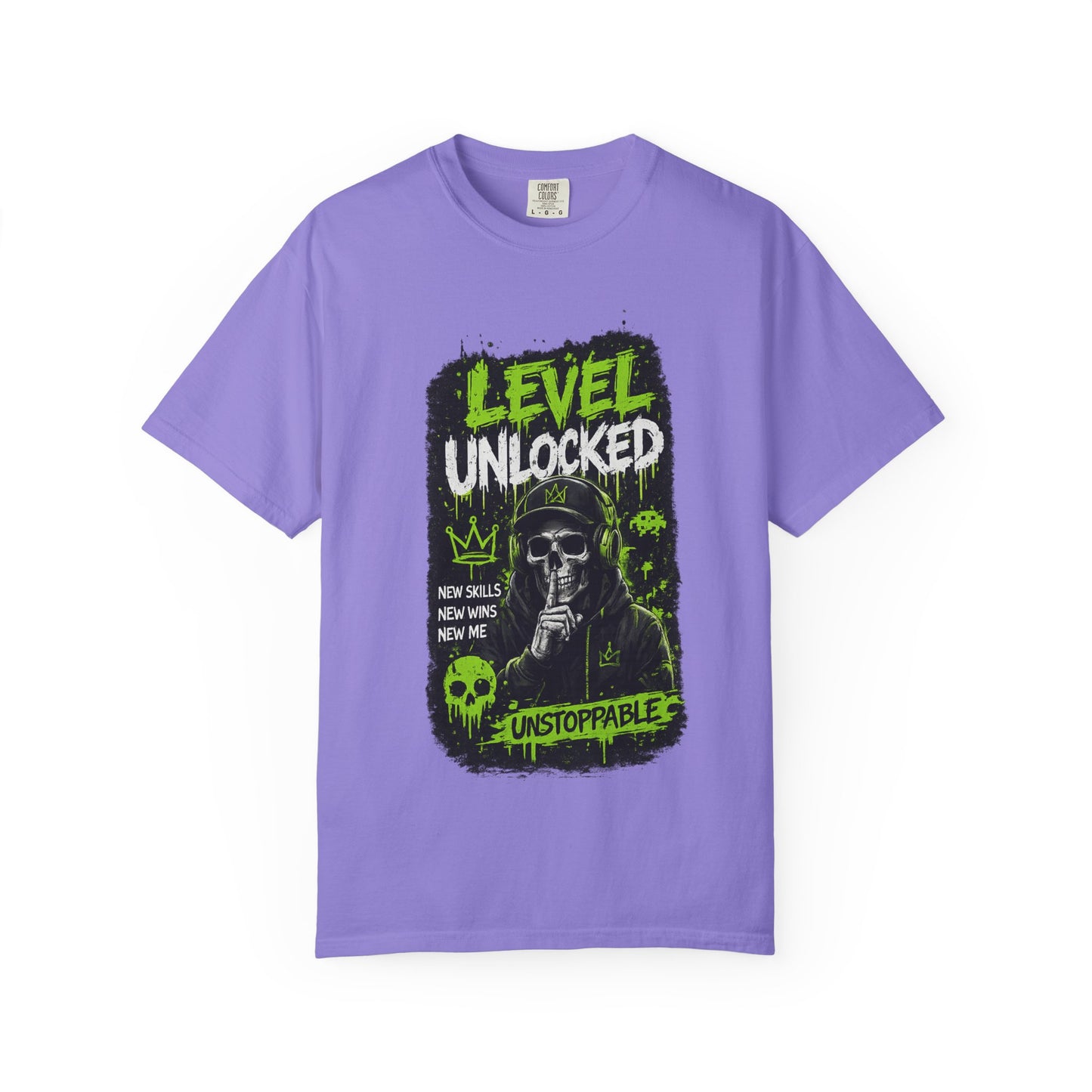 Level Unlocked Skull T-Shirt — Unstoppable Gamer Graphic Tee