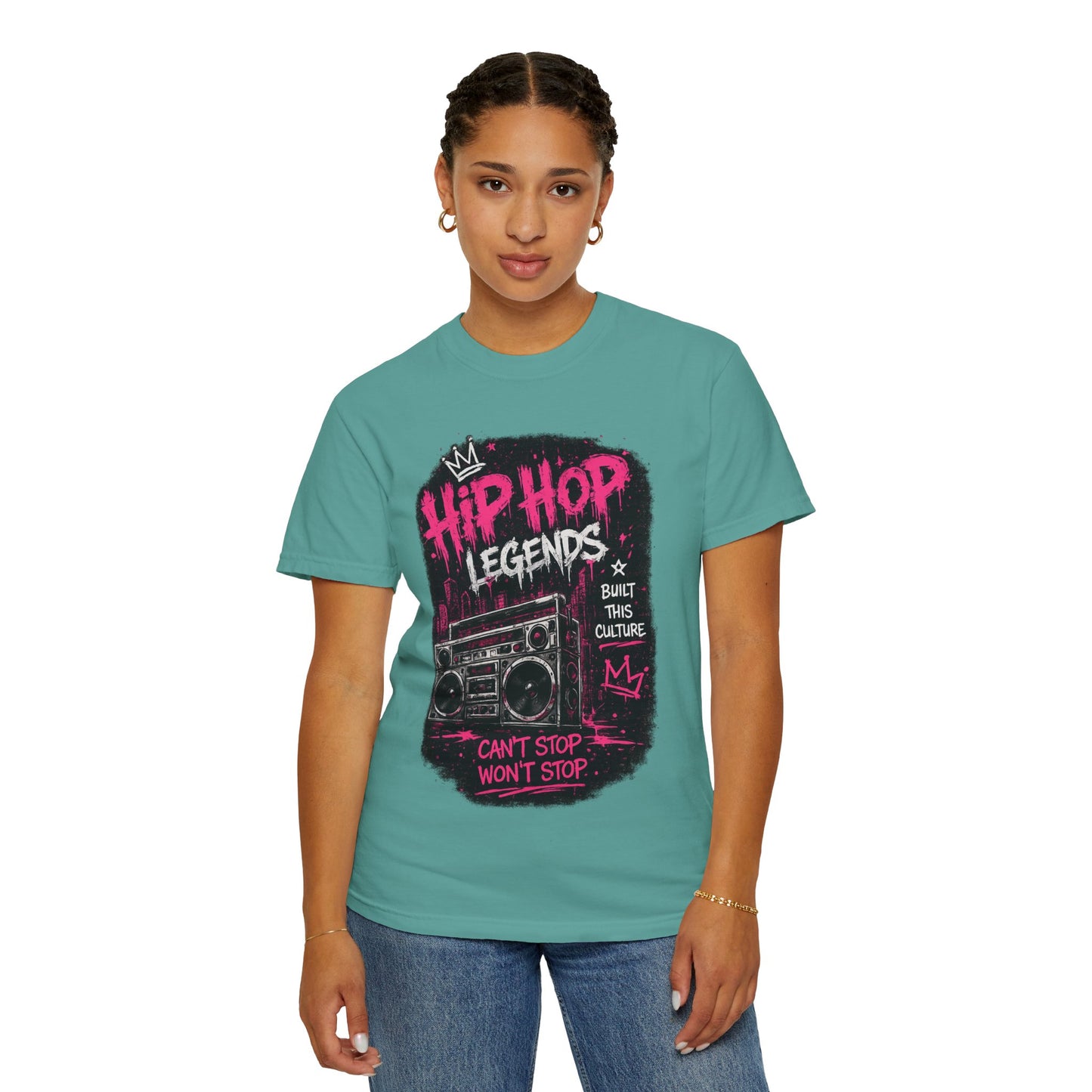 Hip Hop Legends Music T-Shirt — Can't Stop Won't Stop Retro Boombox Tee