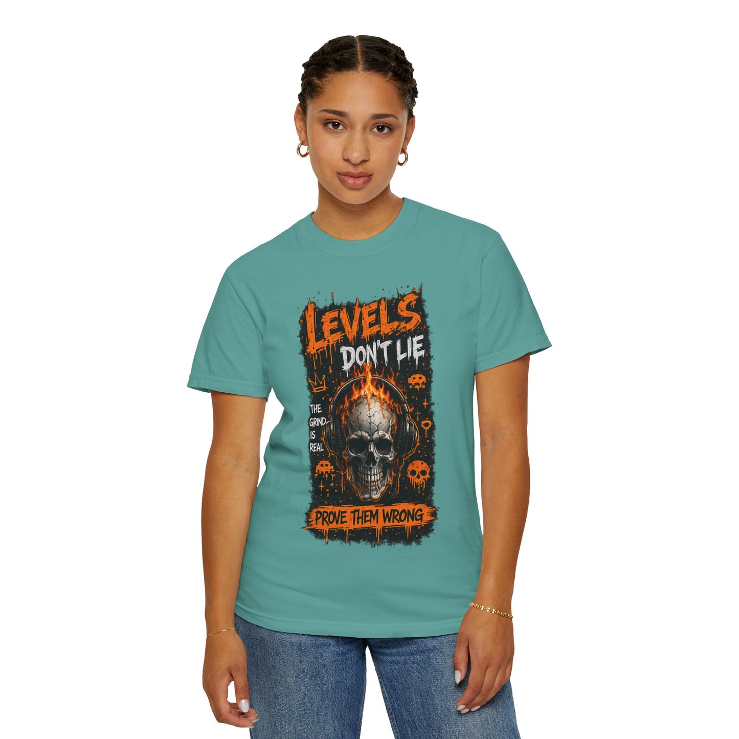 Skull 'Levels Don't Lie — Prove Them Wrong' Gaming T-Shirt