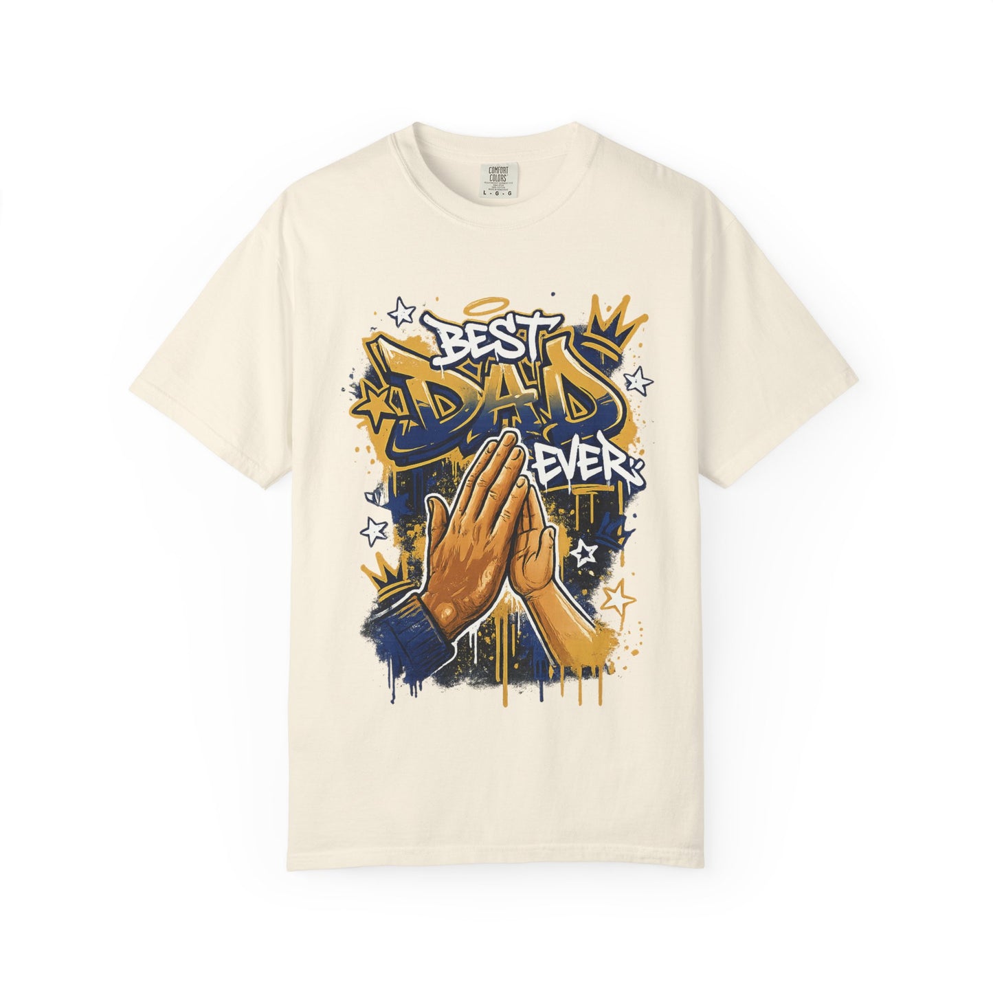 Best Dad Ever Praying Hands T-Shirt | Fatherhood Street Art Tee