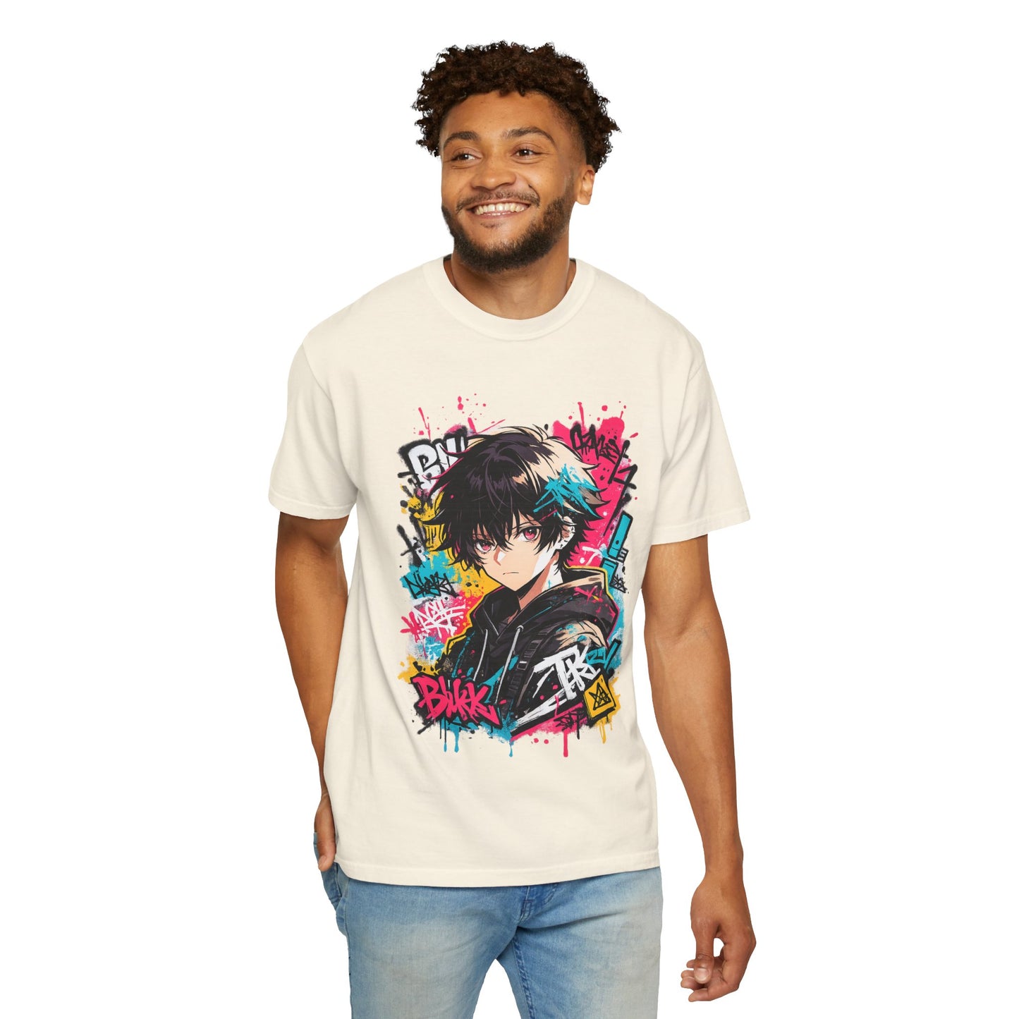 Anime Streetwear T‑Shirt — Graffiti Boy Graphic Tee