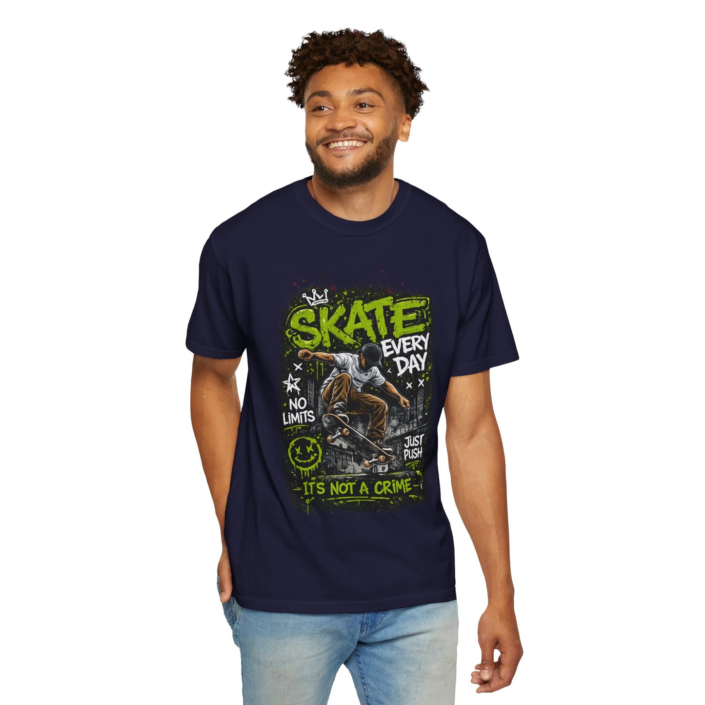 Skate Every Day Graphic T-Shirt — "It's Not a Crime" Skateboard Tee