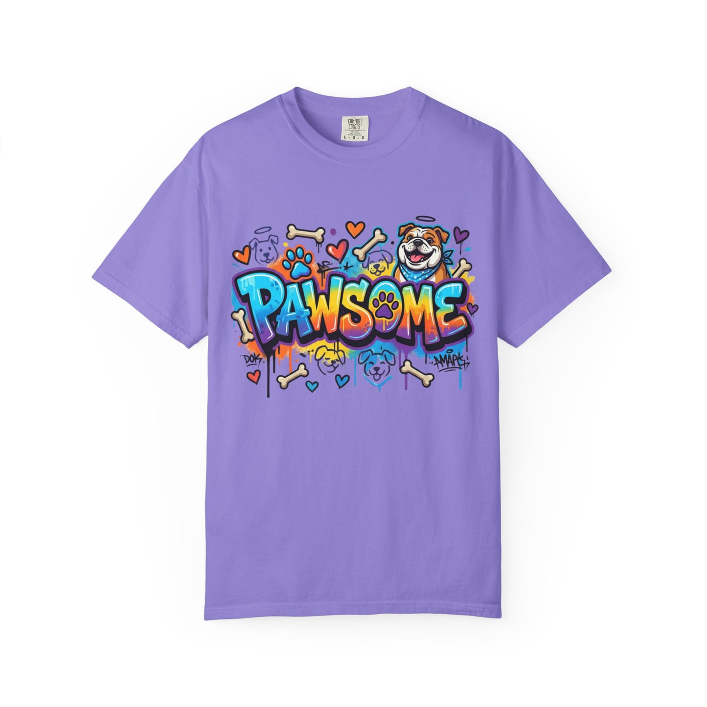 Pawsome Graffiti Dog T-Shirt — Colorful Pet Lover Tee