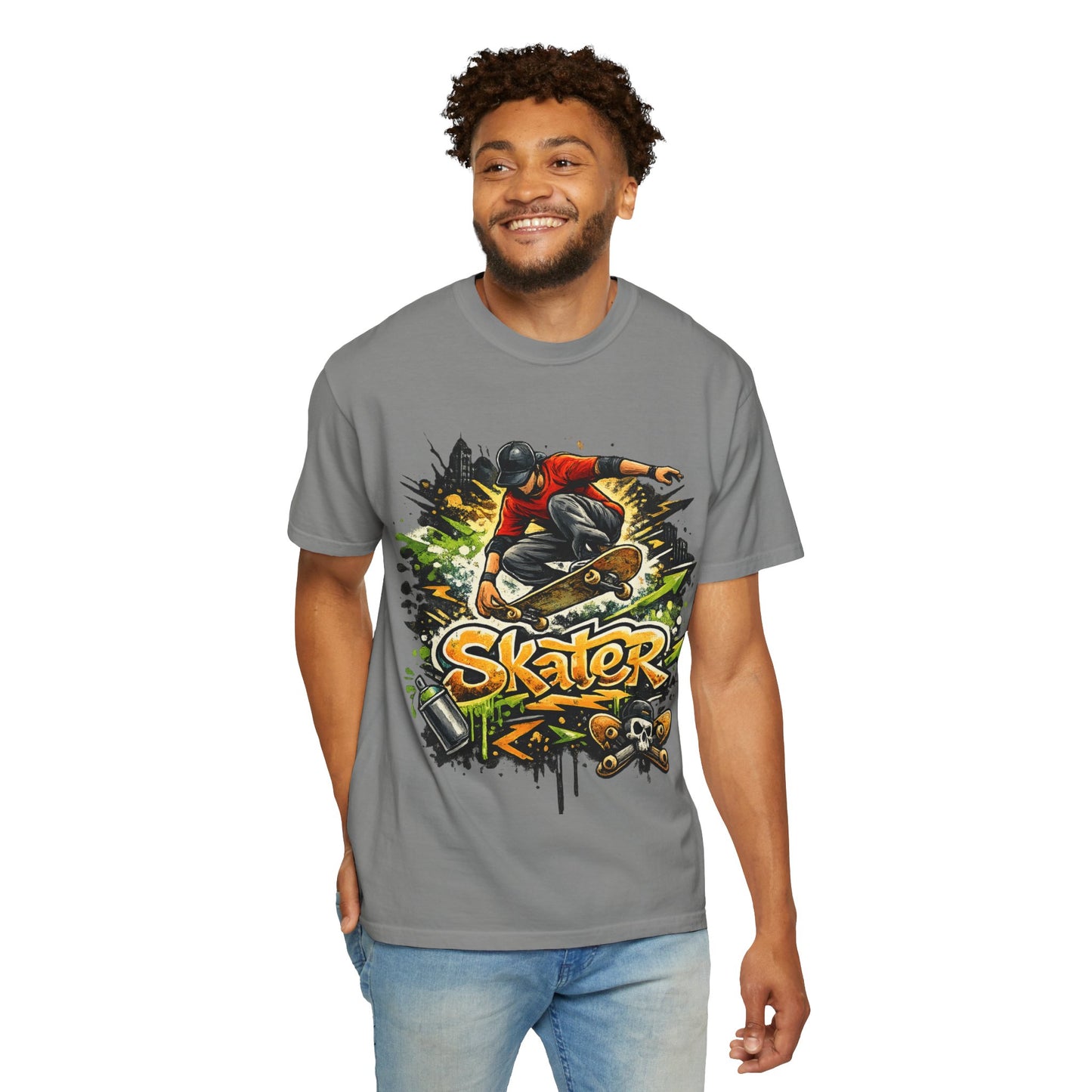 Skater Graphic T-Shirt - Unisex Garment-Dyed Tee for Skate Lovers