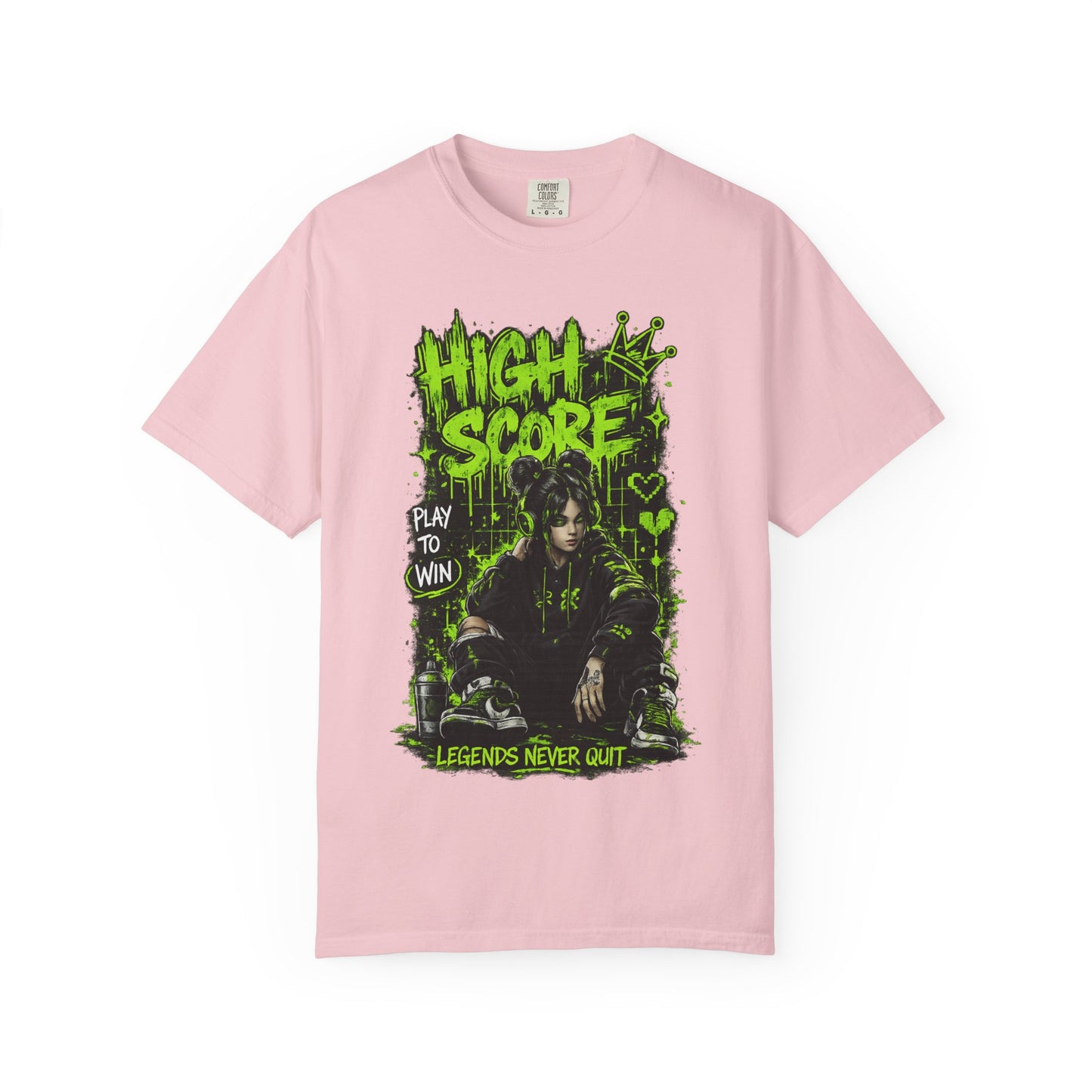 High Score Graphic T-Shirt — 'High Score: Legends Never Quit' Gamer Tee