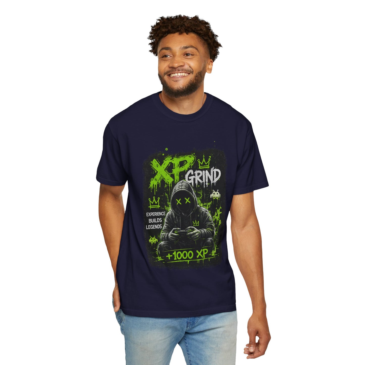 XP Grind Gamer T-Shirt — +1000 XP Hoodie-Style Graphic Tee for Gamers