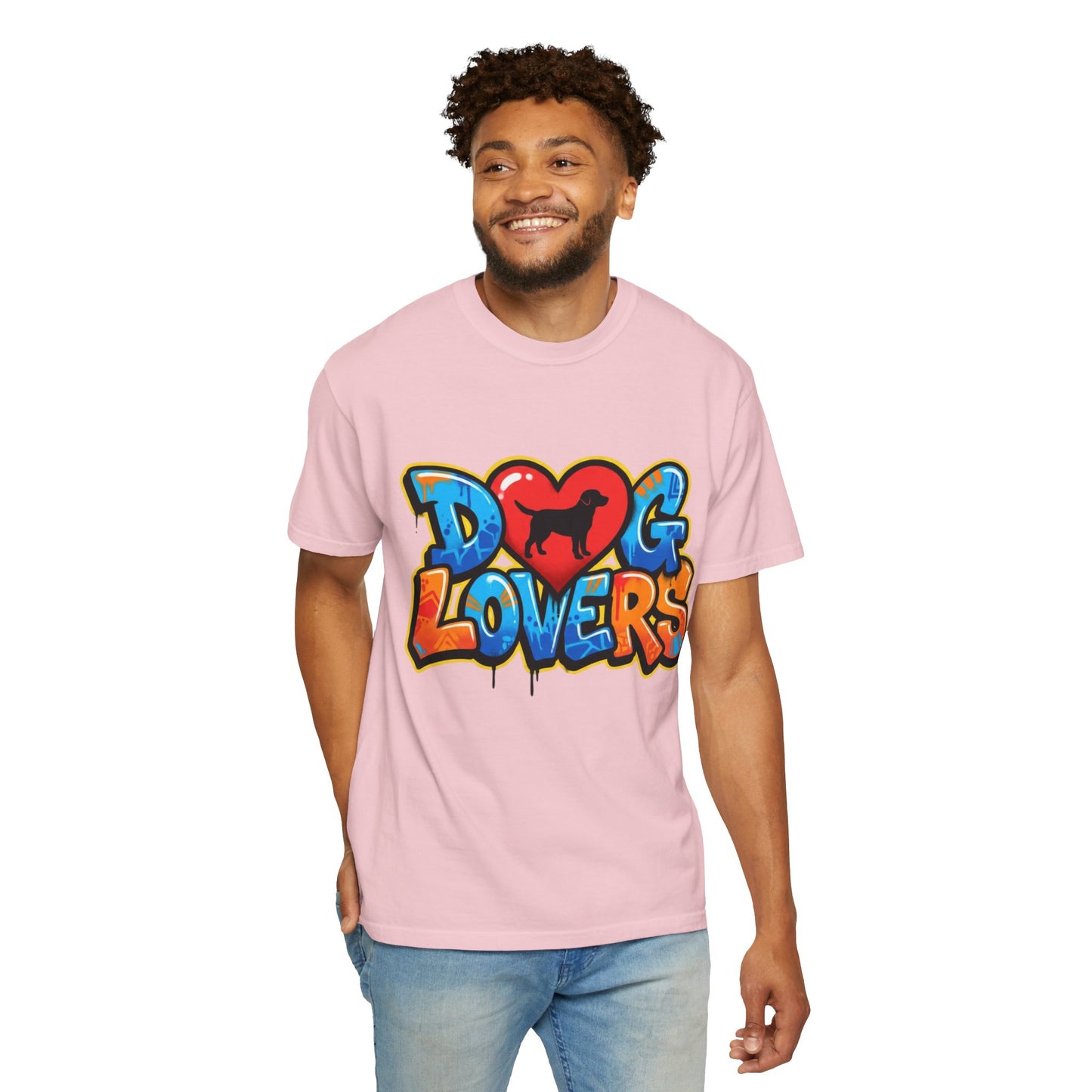 Dog Lovers Graffiti T-Shirt — Heart & Silhouette Pet Lover Tee
