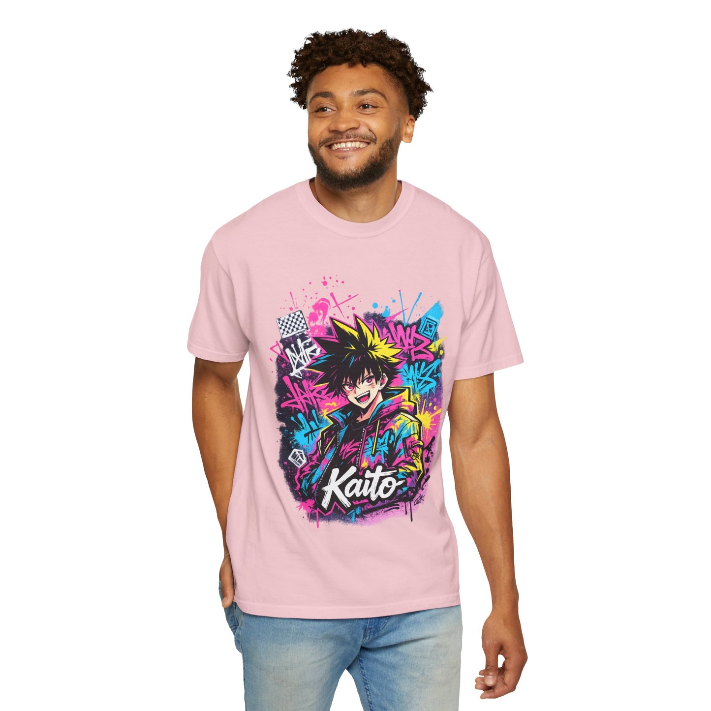 Kaito Anime Streetwear T-Shirt — Neon Graffiti Character Tee