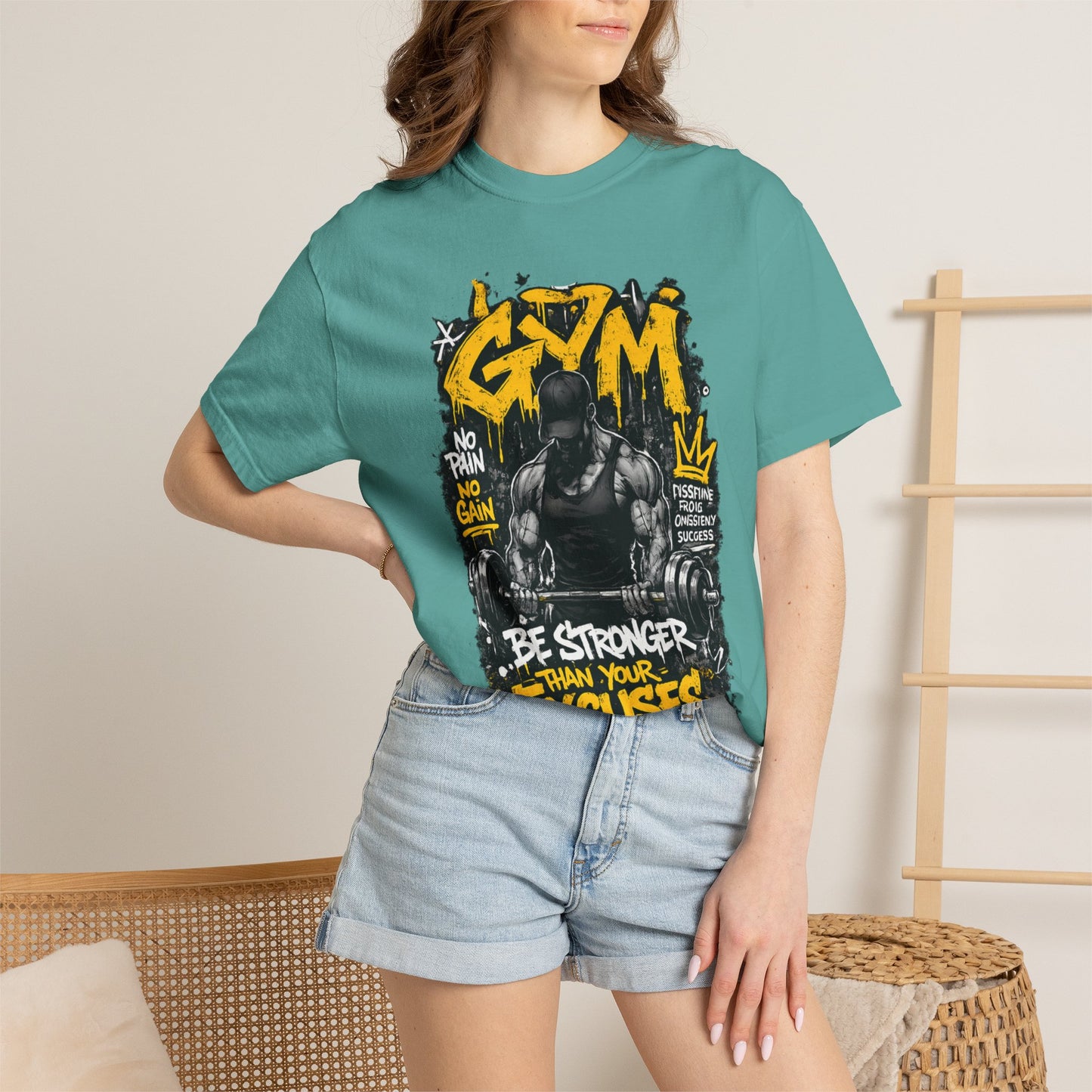 Gym Weightlifting Illustration T-shirt | Be Stronger Than Your Excuses