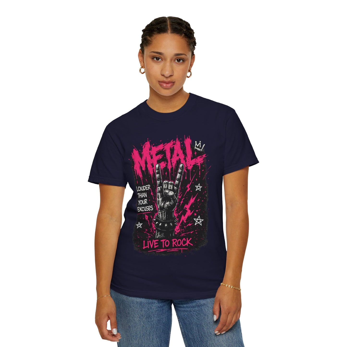 Metal "Live to Rock" T-Shirt — Louder Than Your Excuses Music Graphic Tee